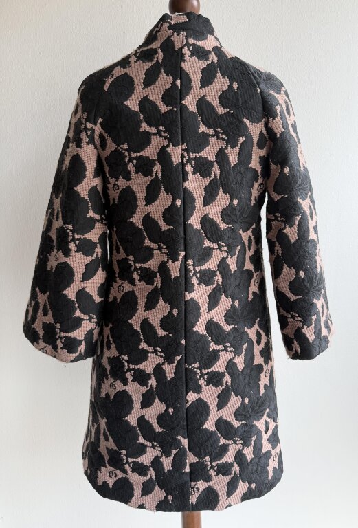 Płaszcz vintage 60s/70s żakardowy wełniany 3/4 rękaw, rozmiar XS (8)