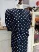 Vintage sukienka groszki granatowa midi 80s 90s Lady Diana L XL (2)