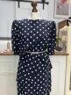 Vintage sukienka groszki granatowa midi 80s 90s Lady Diana L XL (6)