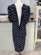 Vintage sukienka groszki granatowa midi 80s 90s Lady Diana L XL (9)