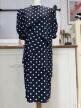 Vintage sukienka groszki granatowa midi 80s 90s Lady Diana L XL (5)