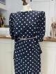 Vintage sukienka groszki granatowa midi 80s 90s Lady Diana L XL (3)