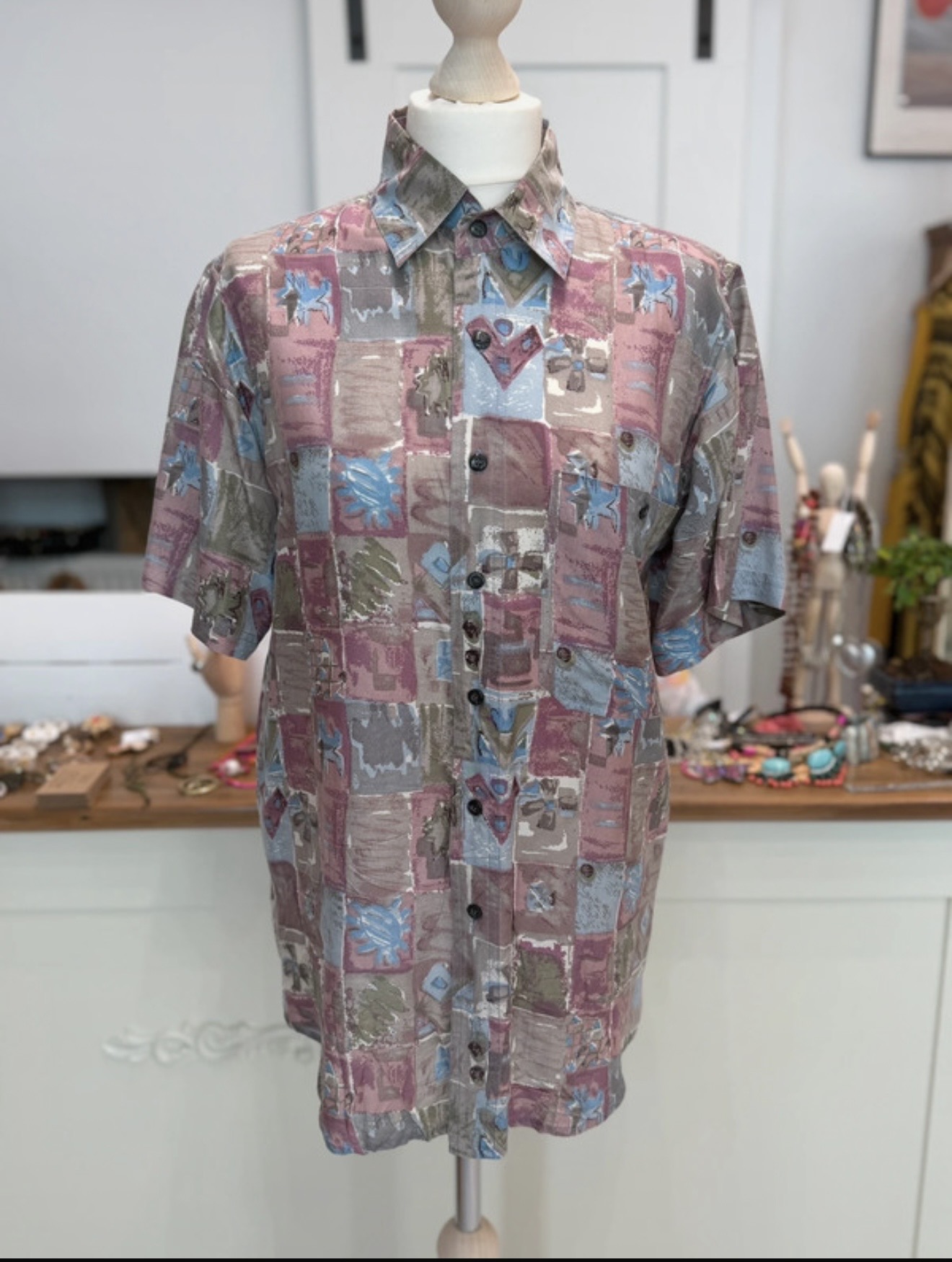 Jedwabna koszula Lot Gordon 100% silk vintage 90s oversize M męska unisex (3)