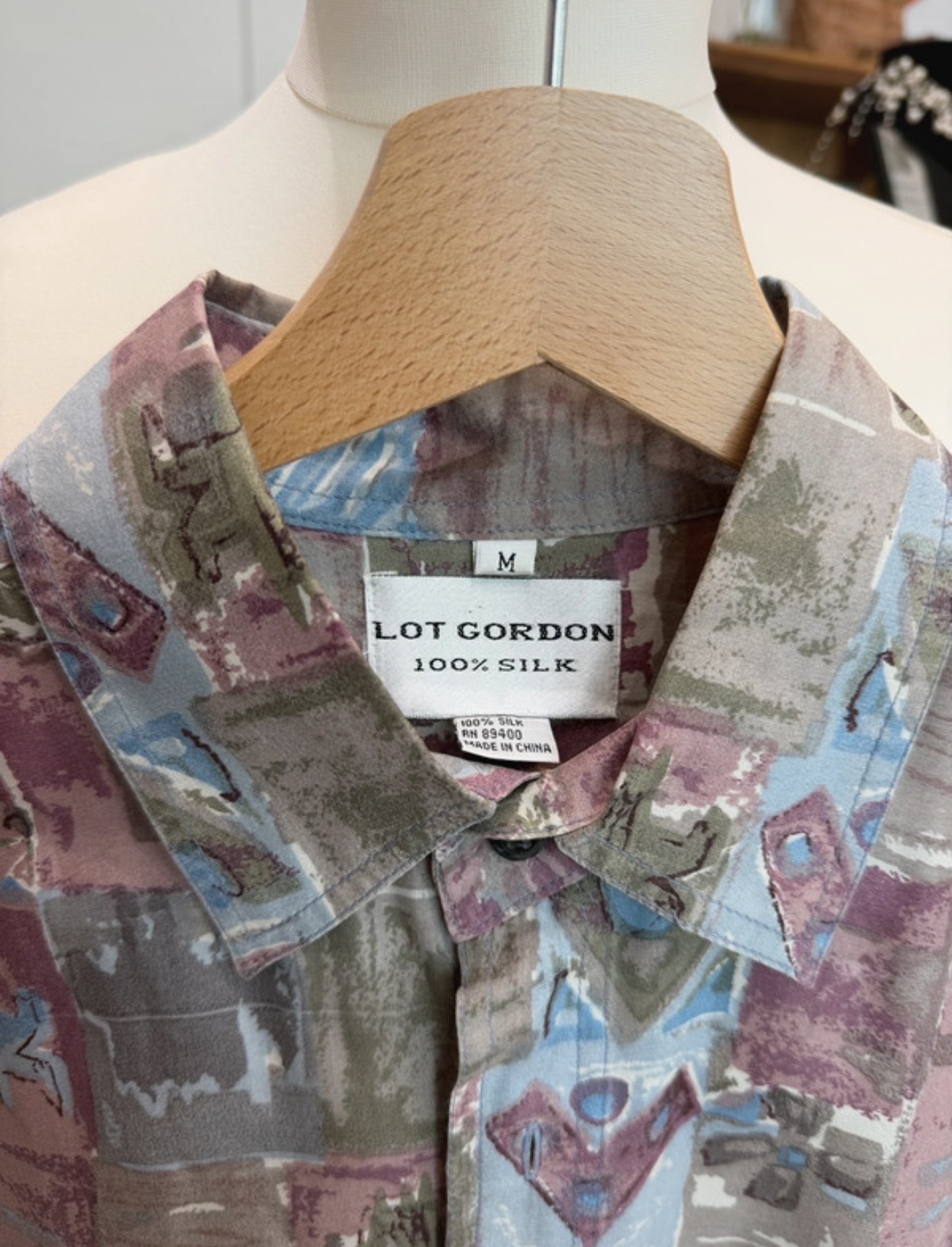 Jedwabna koszula Lot Gordon 100% silk vintage 90s oversize M męska unisex