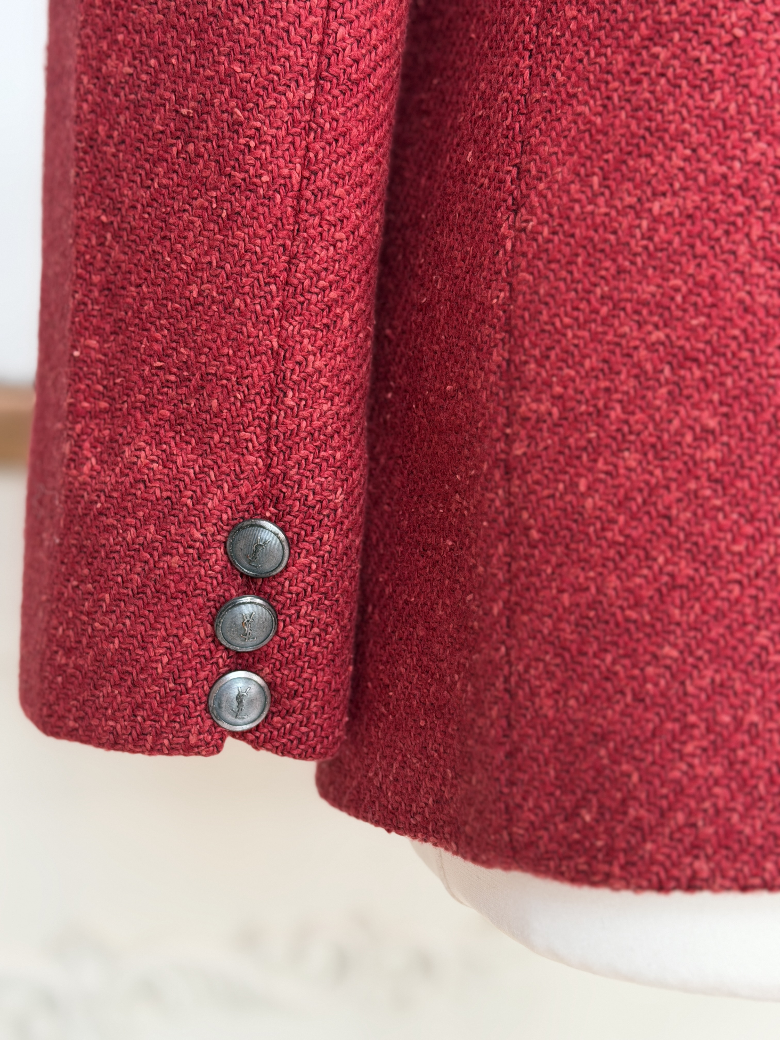 Yves Saint Laurent Variation żakiet vintage wełna jedwab bordo Made in France 40 (3)