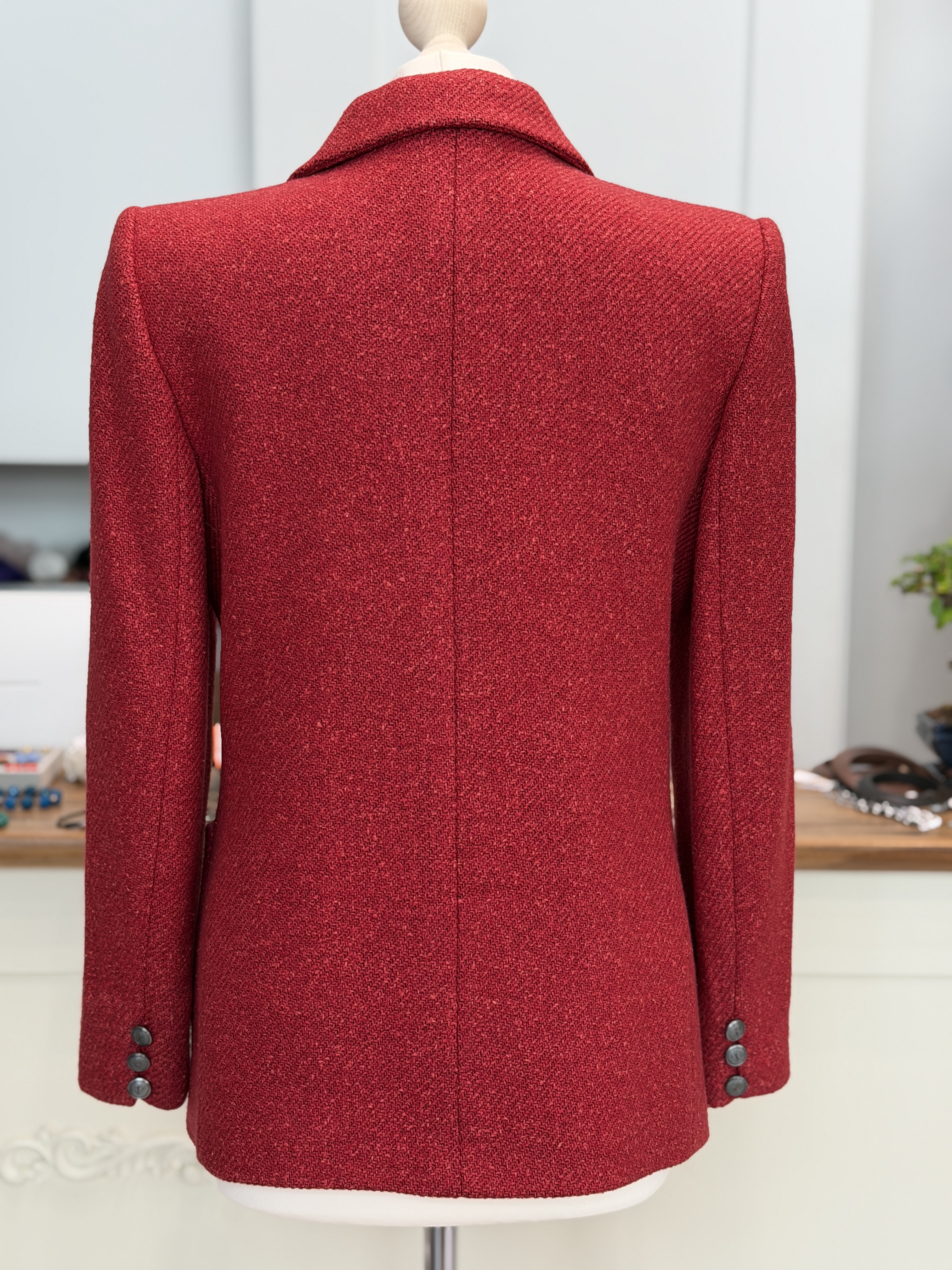 Yves Saint Laurent Variation żakiet vintage wełna jedwab bordo Made in France 40 (4)