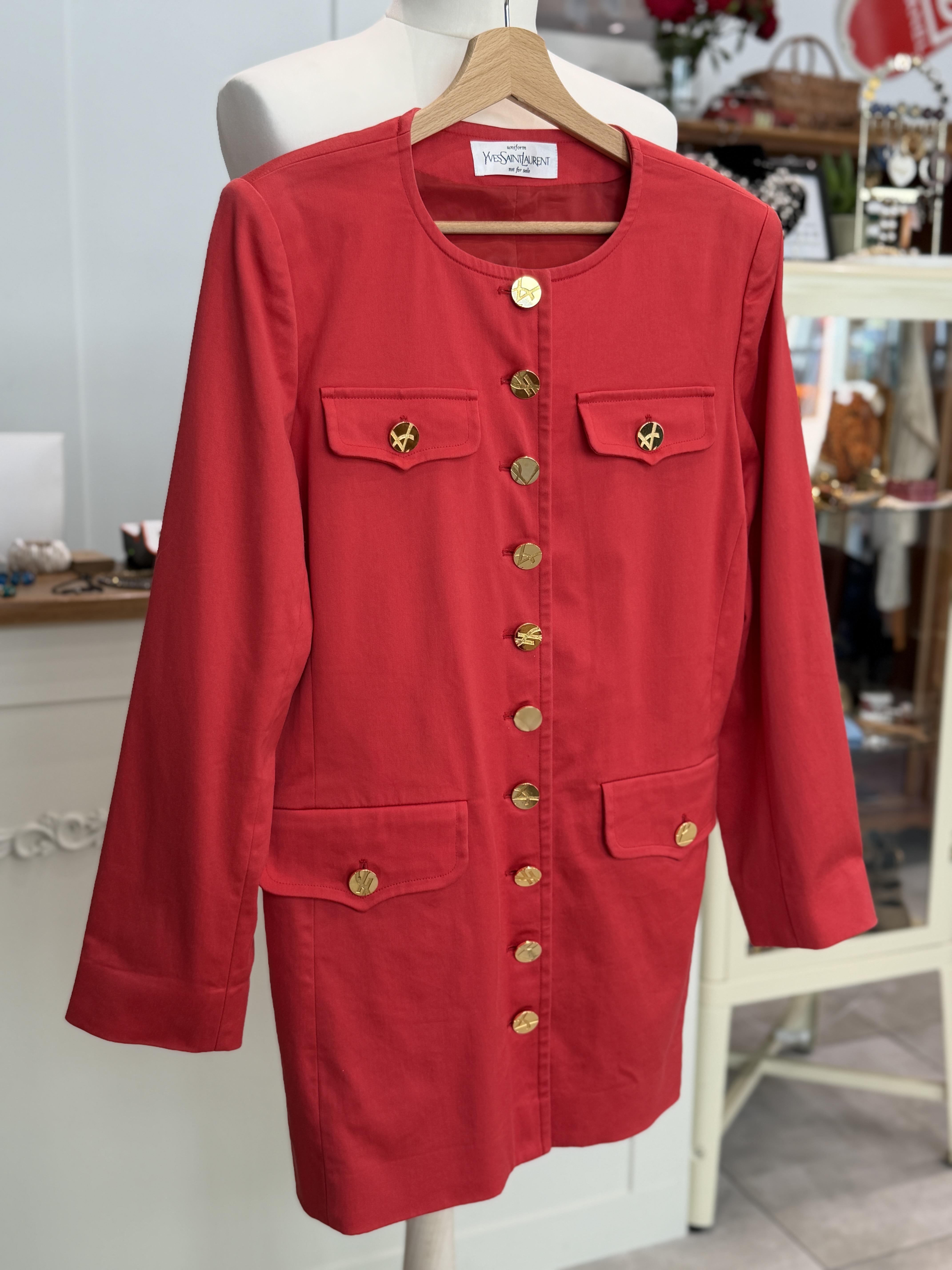 Yves Saint Laurent Uniform not for sale Made in France rzadki żakiet vintage M L (9)