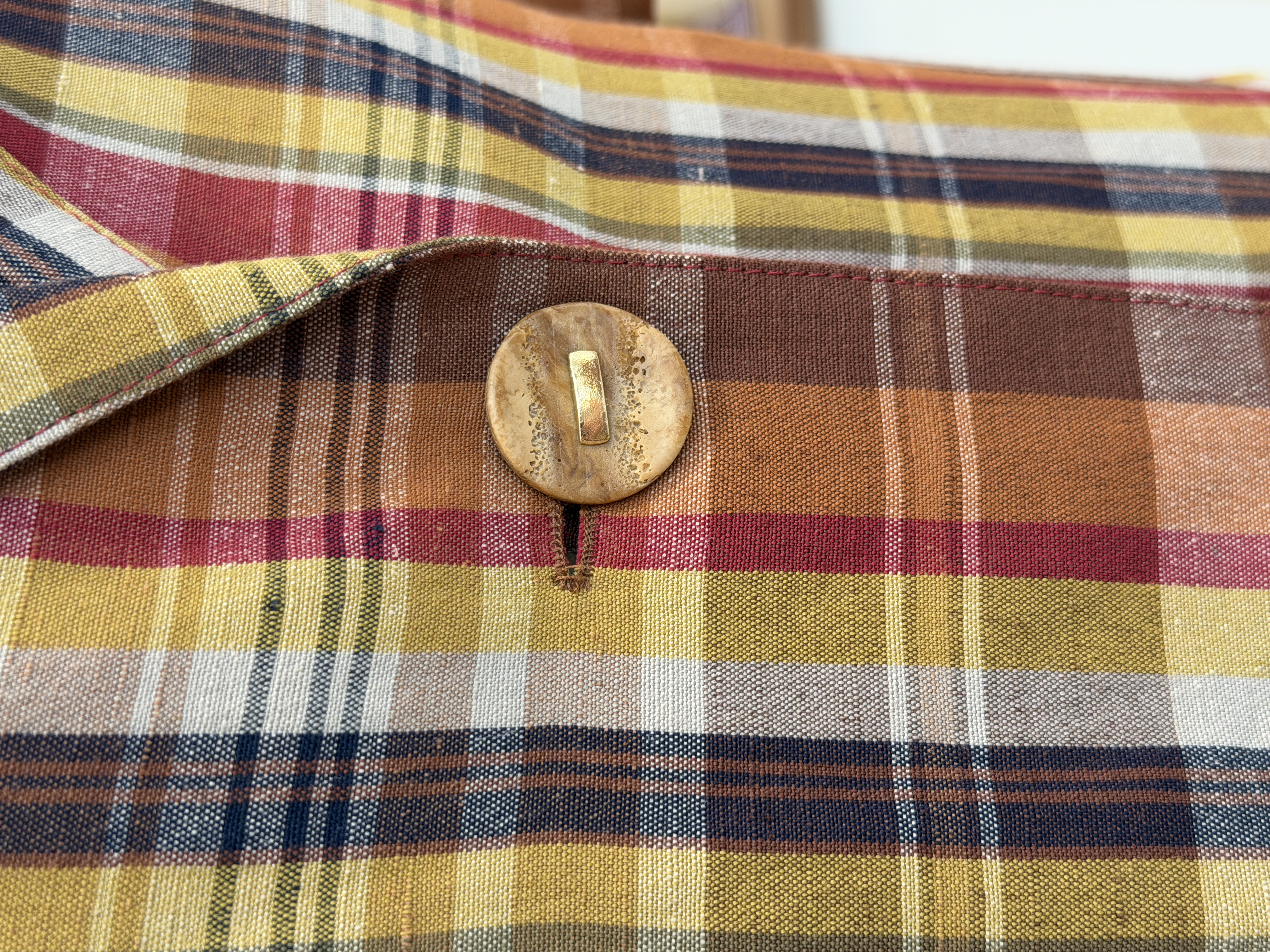 Włoski lniany żakiet vintage krata 60% len Made in Italy M/L (3)