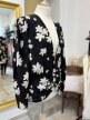 Włoska narzutka vintage z baskinką czarno-biała kwiaty Made in Italy M/L