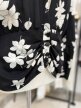 Włoska narzutka vintage z baskinką czarno-biała kwiaty Made in Italy M/L (7)