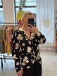 Włoska narzutka vintage z baskinką czarno-biała kwiaty Made in Italy M/L (2)