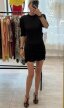 Vintage Dominae Made in Italy czarna marszczona sukienka 80s 90s M/L