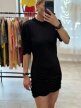 Vintage Dominae Made in Italy czarna marszczona sukienka 80s 90s M/L (4)