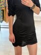 Vintage Dominae Made in Italy czarna marszczona sukienka 80s 90s M/L (6)