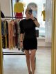 Vintage Dominae Made in Italy czarna marszczona sukienka 80s 90s M/L (3)