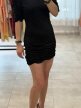 Vintage Dominae Made in Italy czarna marszczona sukienka 80s 90s M/L (2)