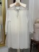 Vintage sheer sukienka halka transparentna srebrny kołnierzyk retro M (3)