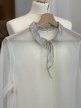 Vintage sheer sukienka halka transparentna srebrny kołnierzyk retro M (2)