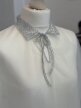 Vintage sheer sukienka halka transparentna srebrny kołnierzyk retro M (8)