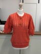 Koralowy ażurowy sweter vintage 80s 90s L XL ozdobne guziki