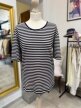Włoski sweter w paski Made in Italy bawełna marynarski granat biały L XL vintage (1)