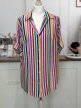 Koszula vintage oversize kolorowe pasy żakard 80s 90s L XL
