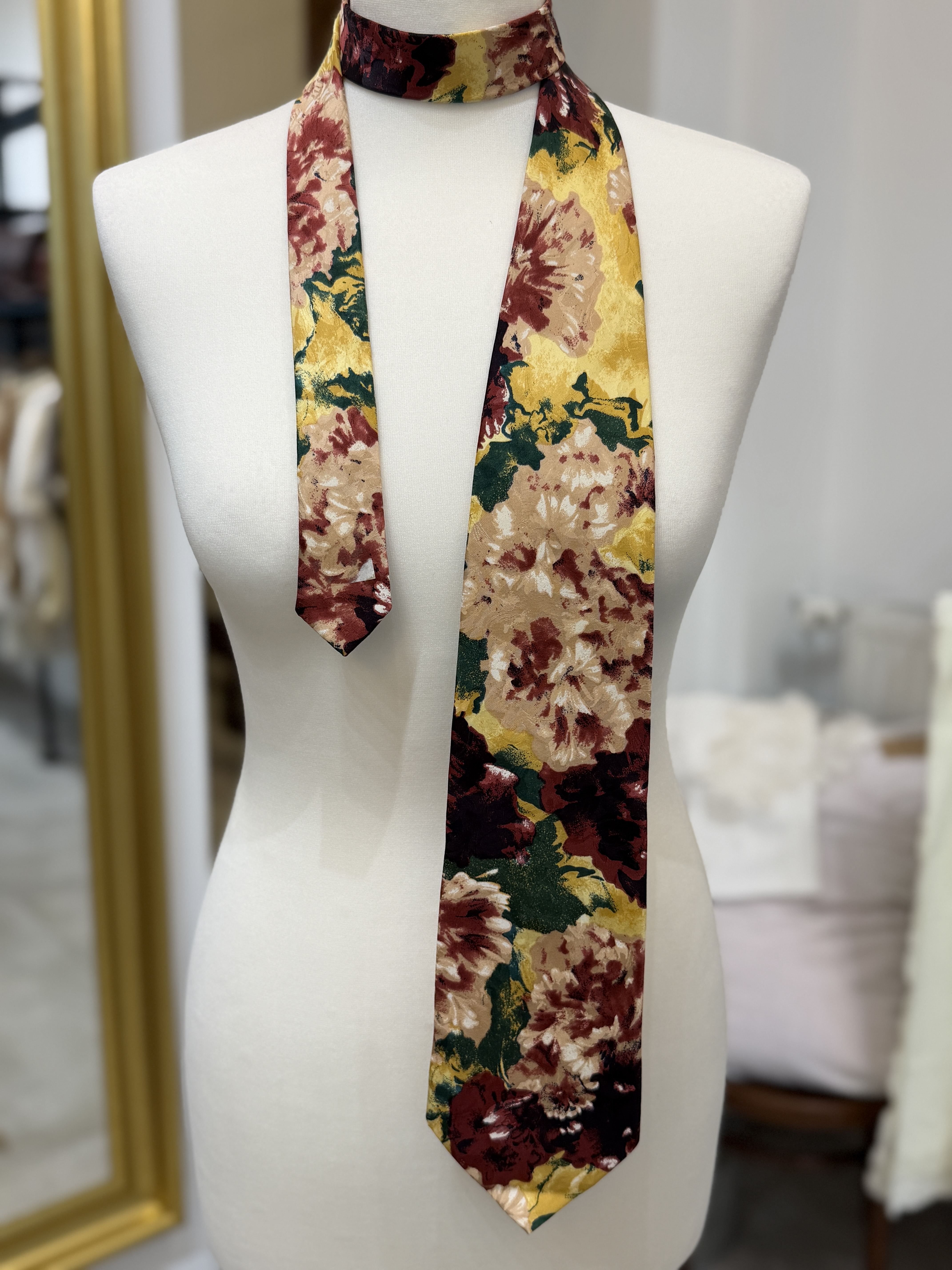 Rossini jedwabny krawat 100% silk Made in Italy kwiaty vintage (3)