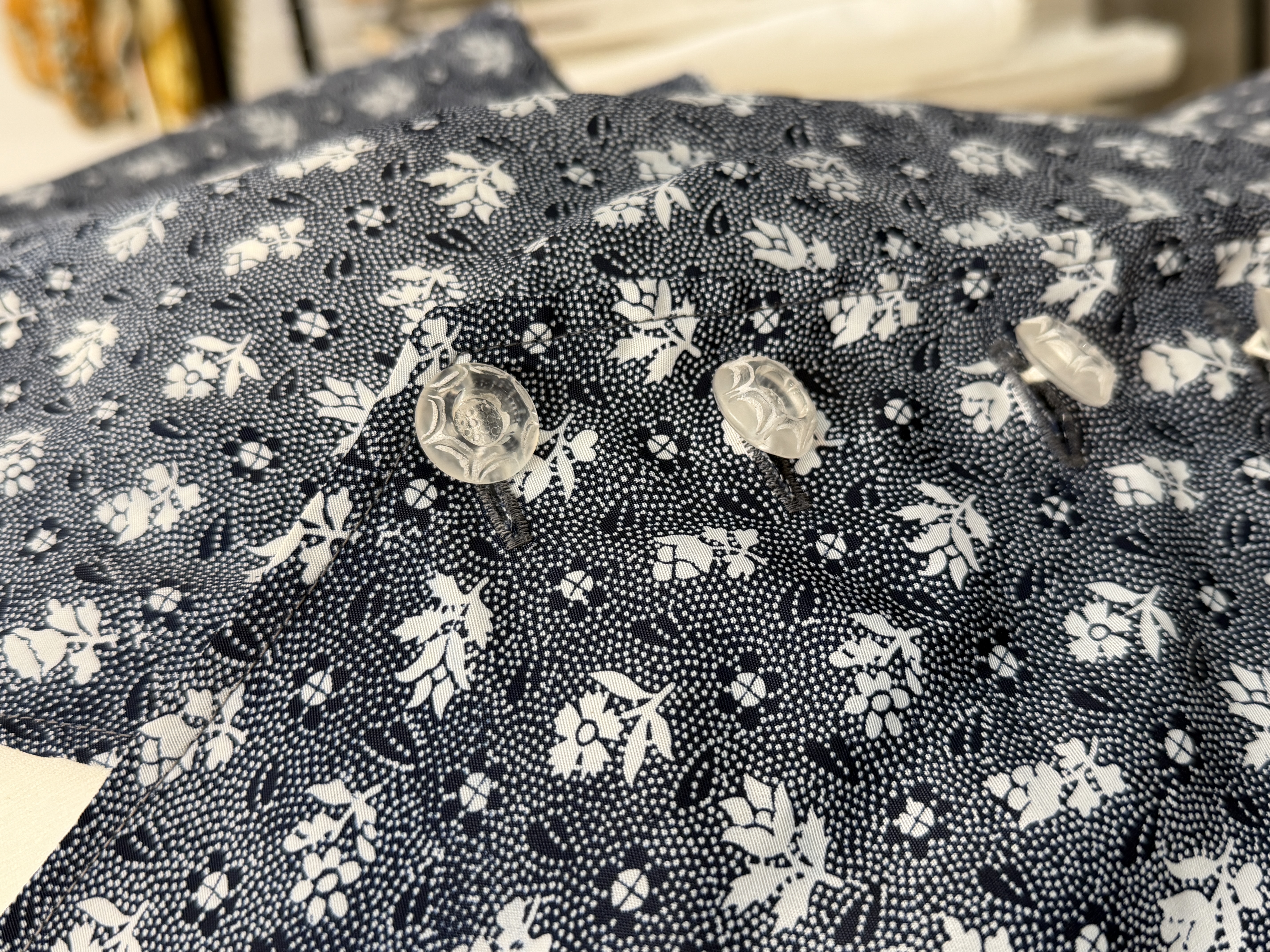 Sukienka vintage midi w drobne kwiaty M granatowa retro cottagecore M L (4)