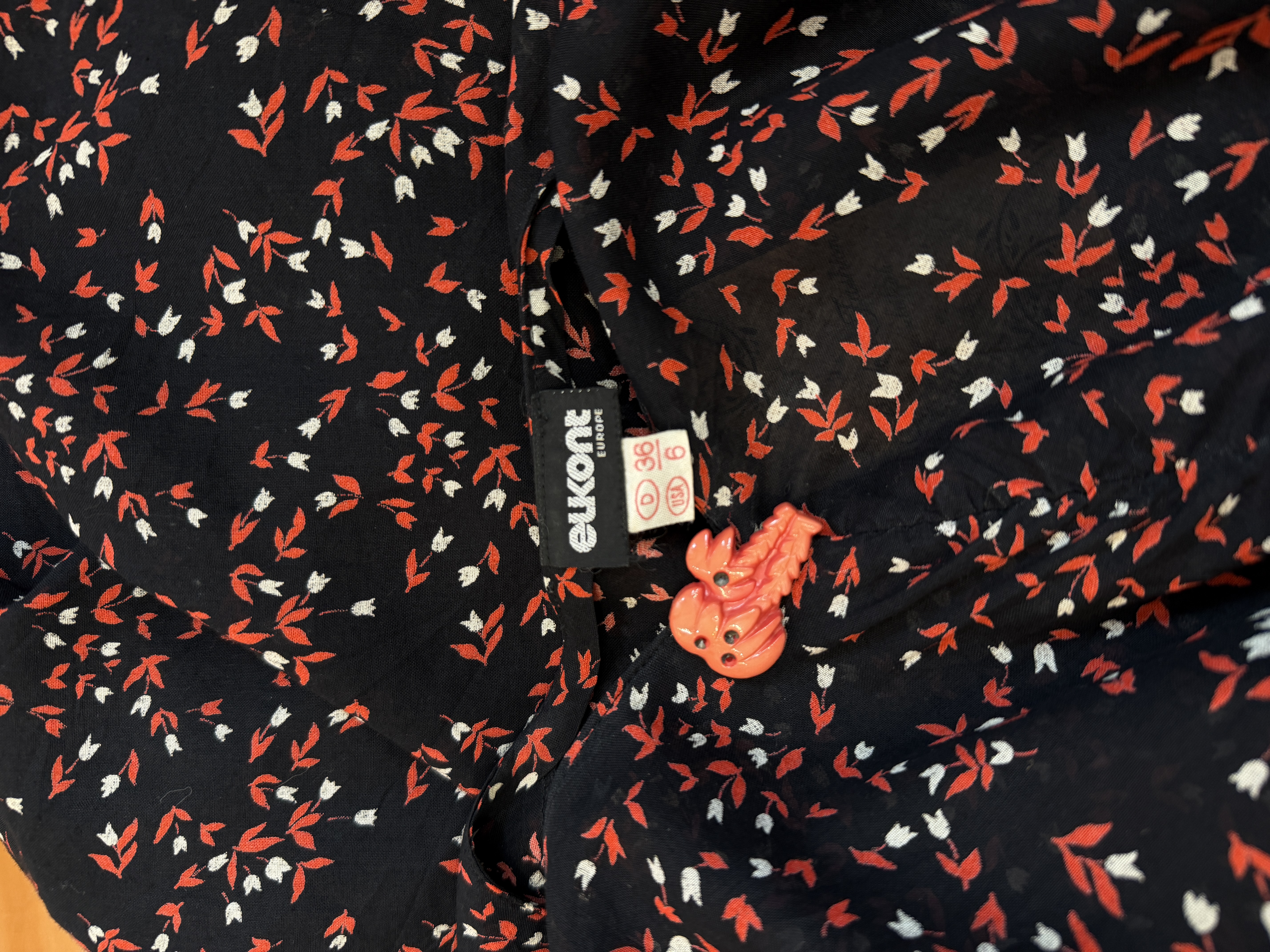 Elkont Europe sukienka vintage bawełniana midi broszka palmy XS/S (11)