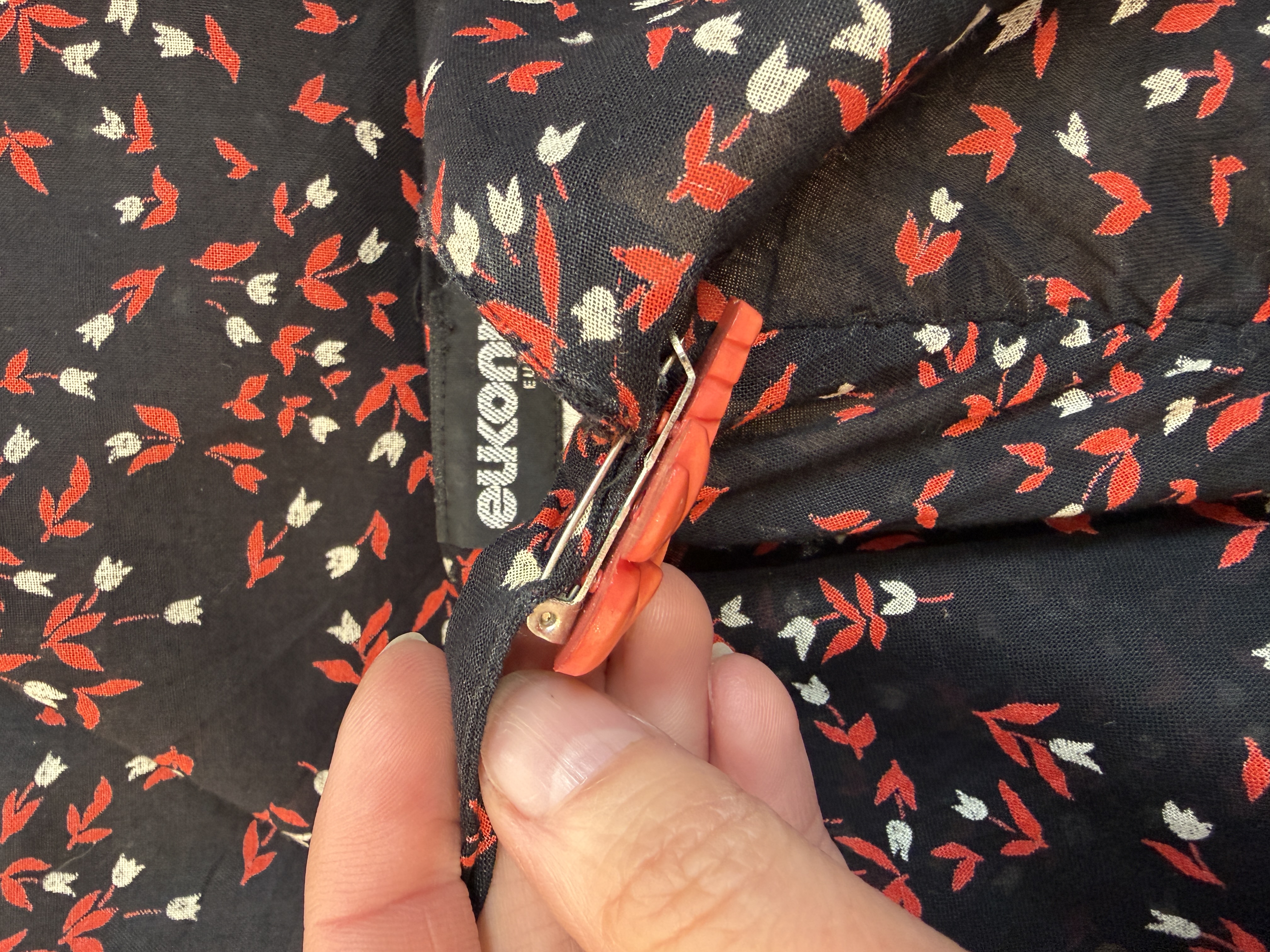 Elkont Europe sukienka vintage bawełniana midi broszka palmy XS/S (10)