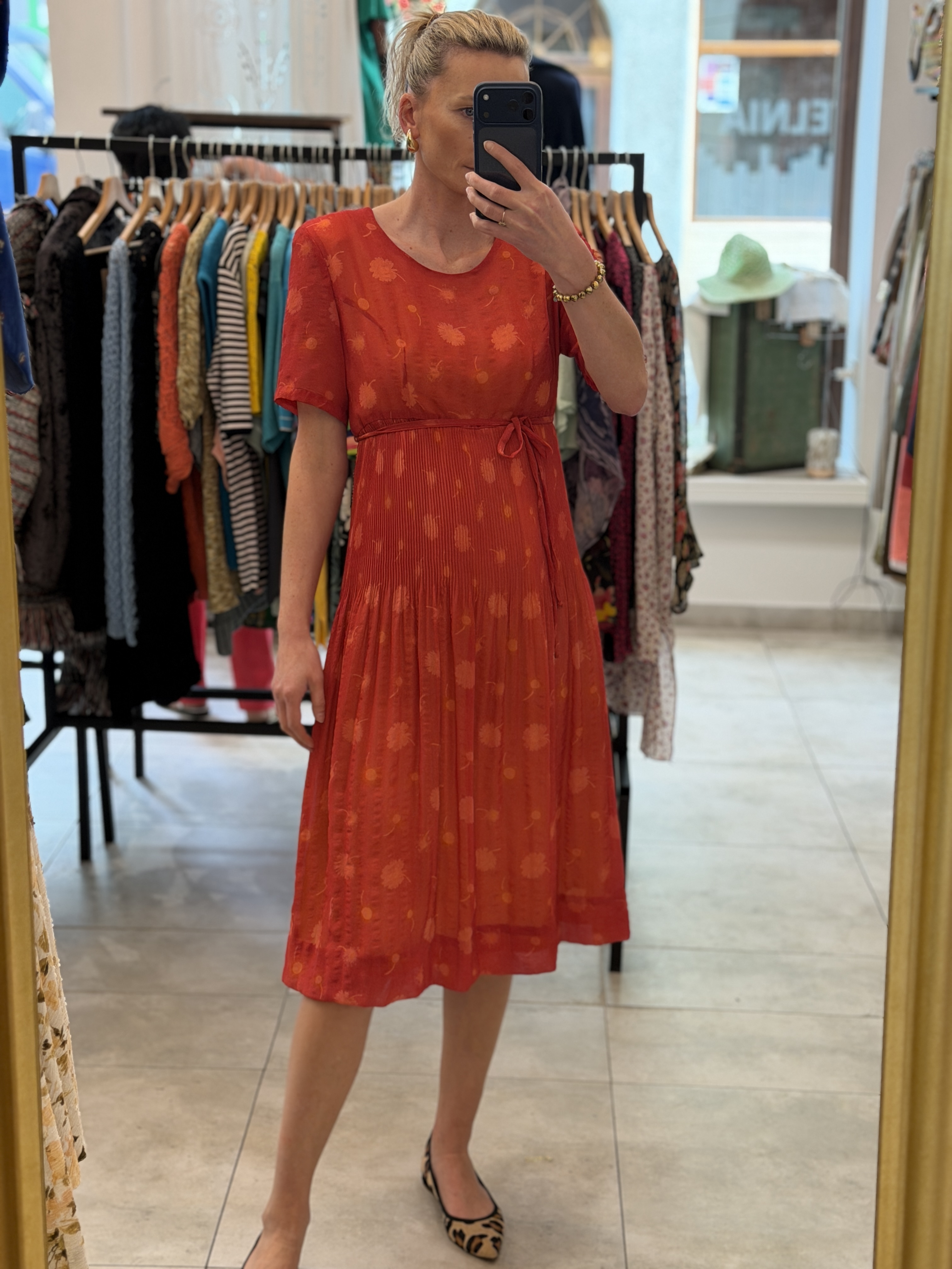 Gaggle sukienka vintage plisowana midi czerwona M/L retro