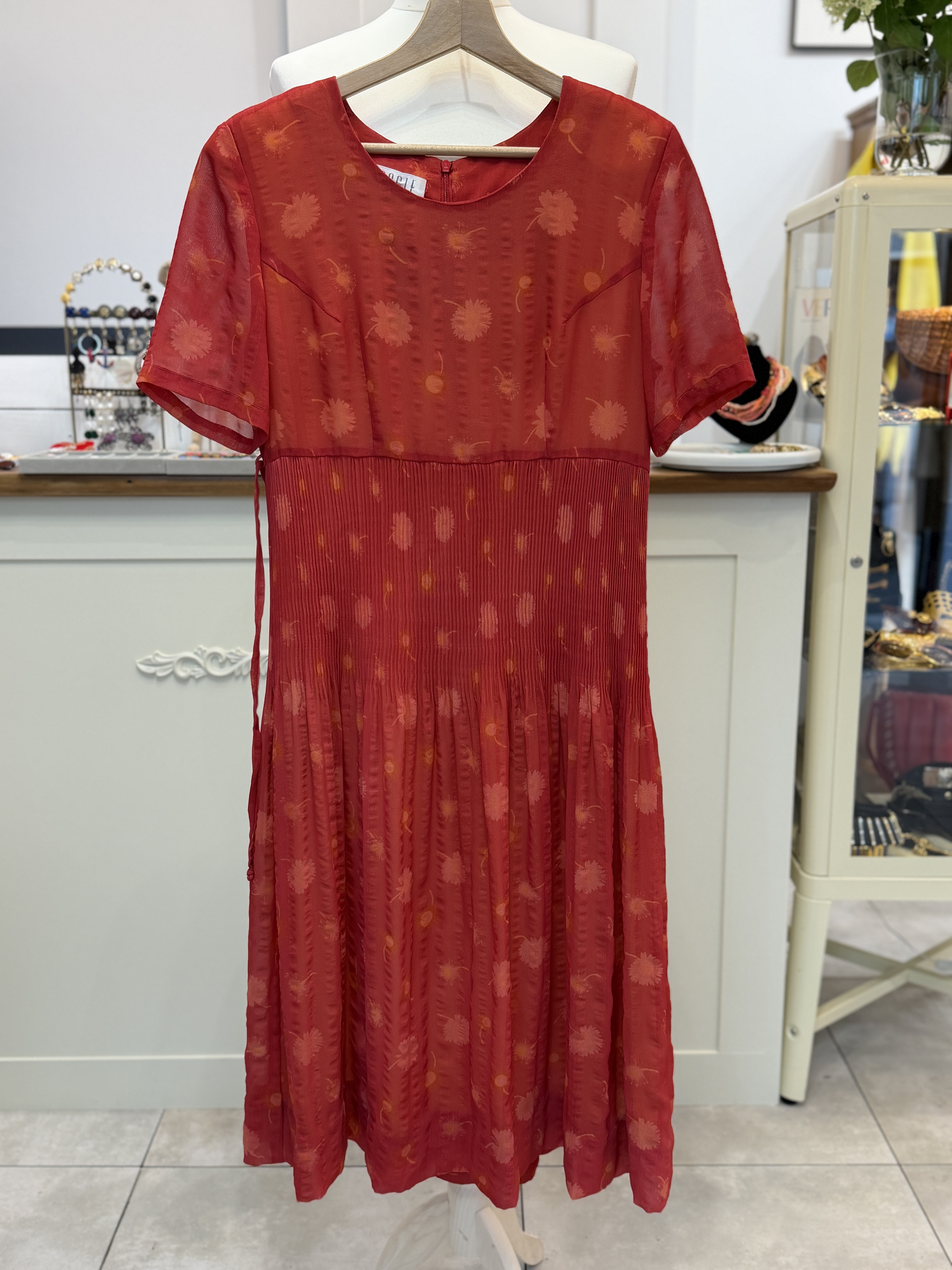 Gaggle sukienka vintage plisowana midi czerwona M/L retro (10)