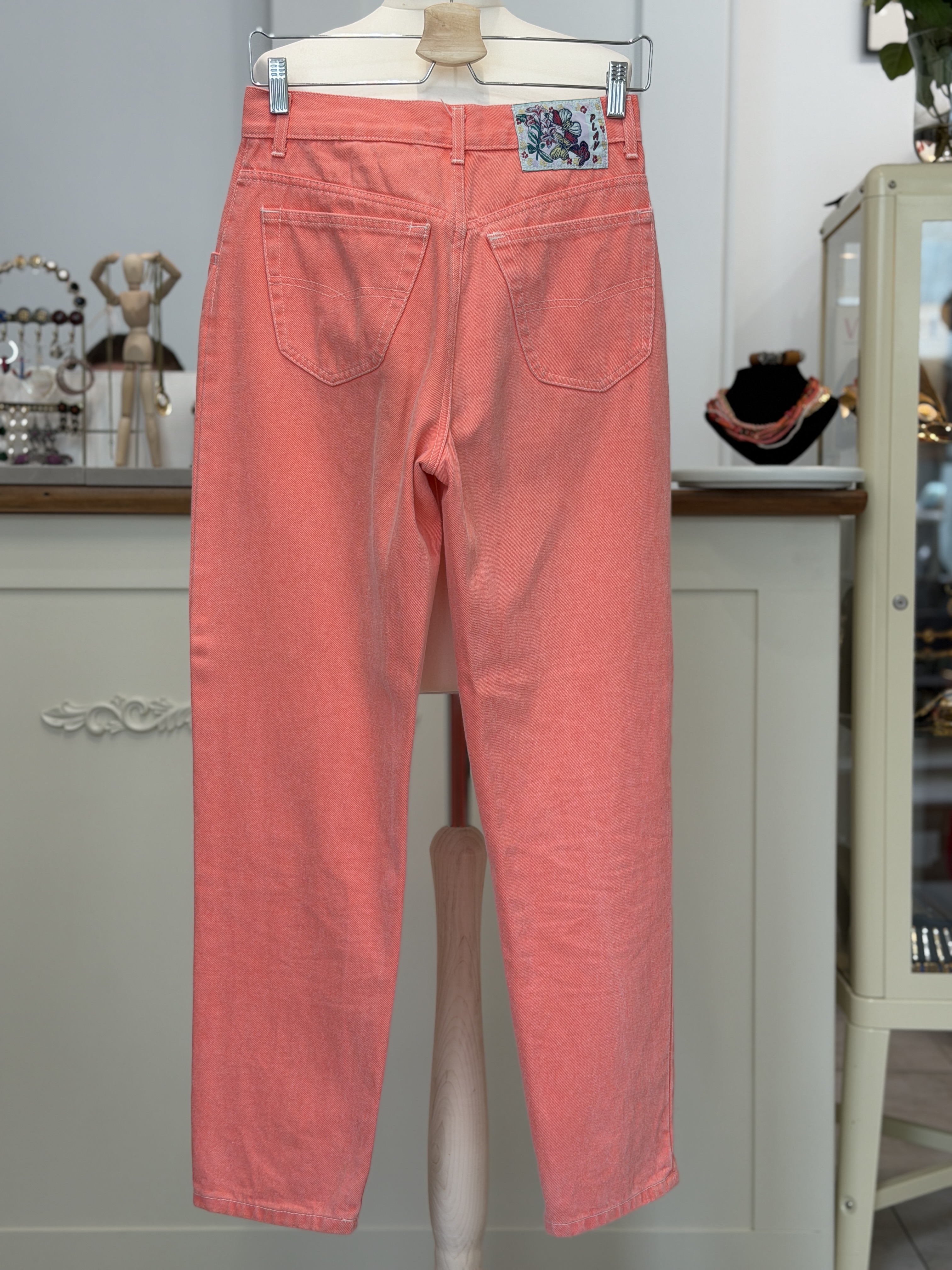 Włoskie jeansy vintage Play Casual koralowe Made in Italy 100% bawełna M/L (10)