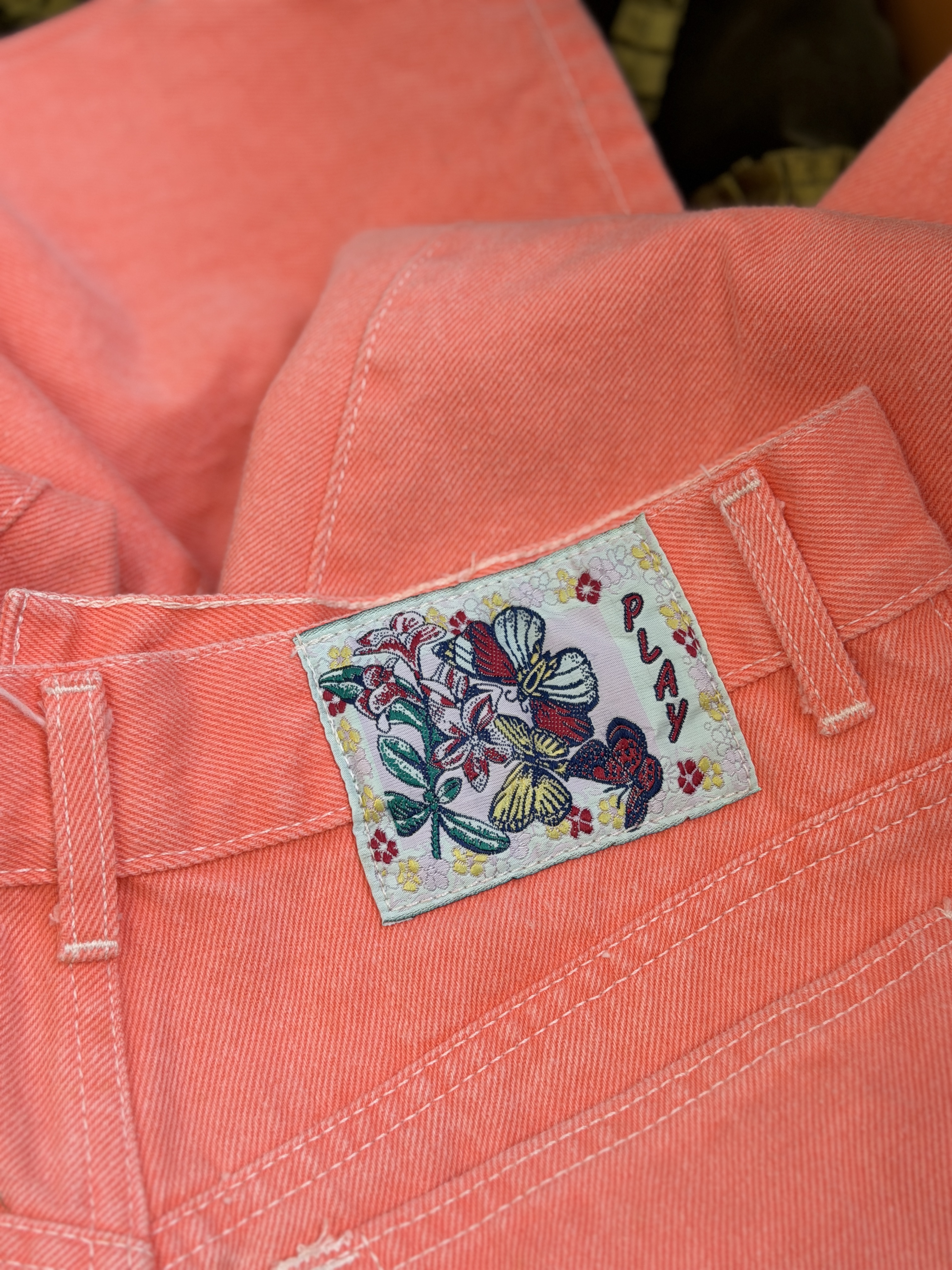 Włoskie jeansy vintage Play Casual koralowe Made in Italy 100% bawełna M/L (7)
