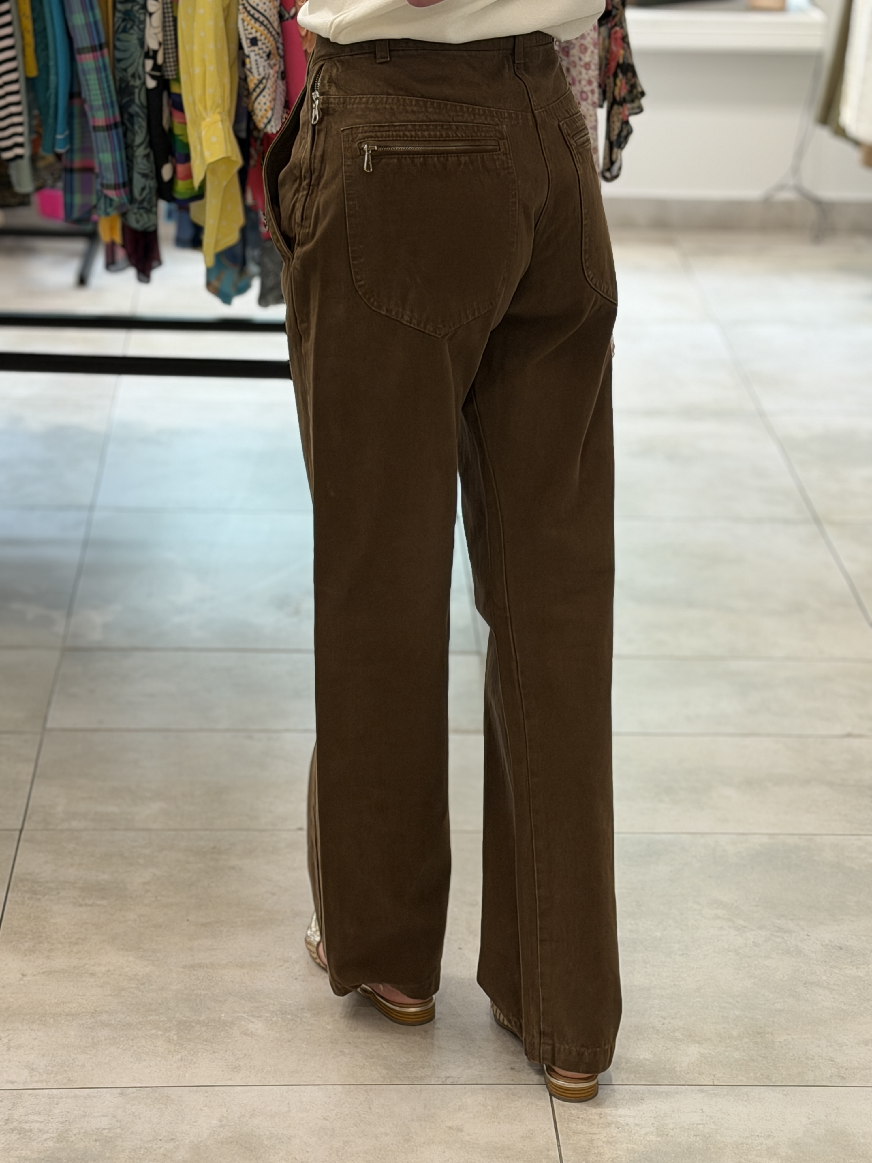 Włoskie spodnie vintage Italica VRTX 100% bawełna brązowe Made in Italy M nowe z metką (3)