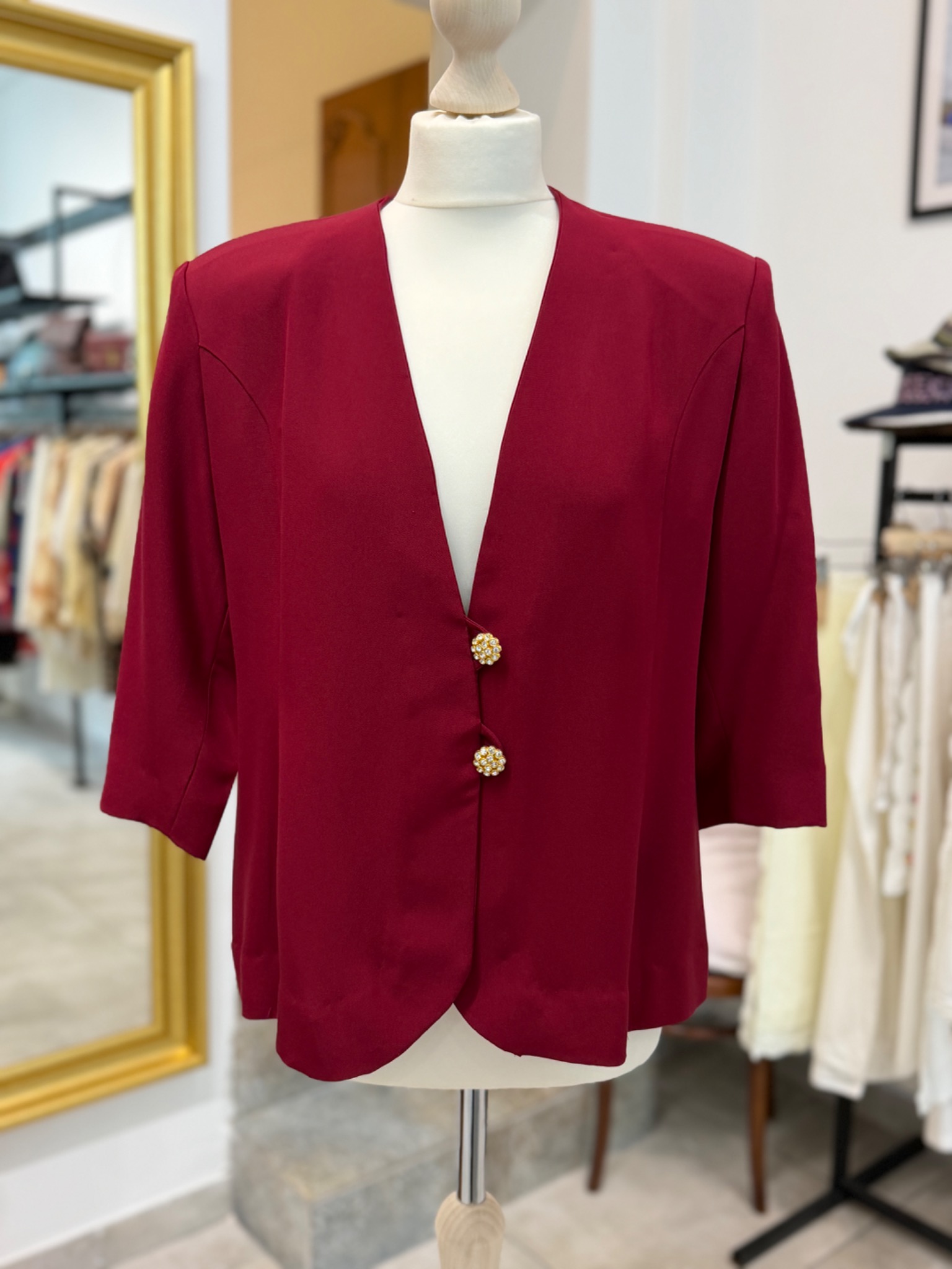 Vintage żakiet bordo L XL elegancki z ozdobnymi guzikami lata 90. retro