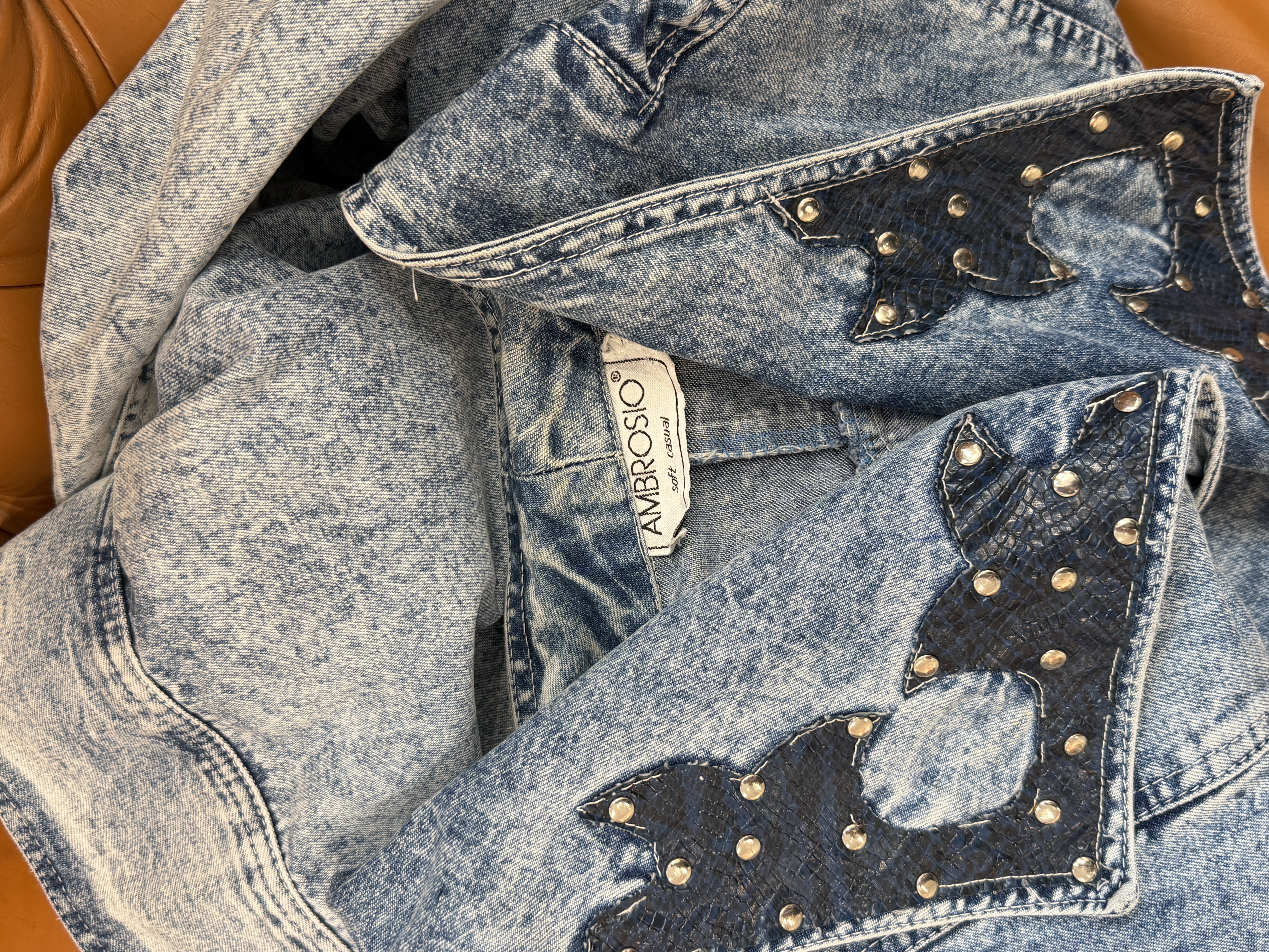 Włoska kurtka jeansowa vintage Ambrosio Made in Italy oversize acid wash M-XXL (3)