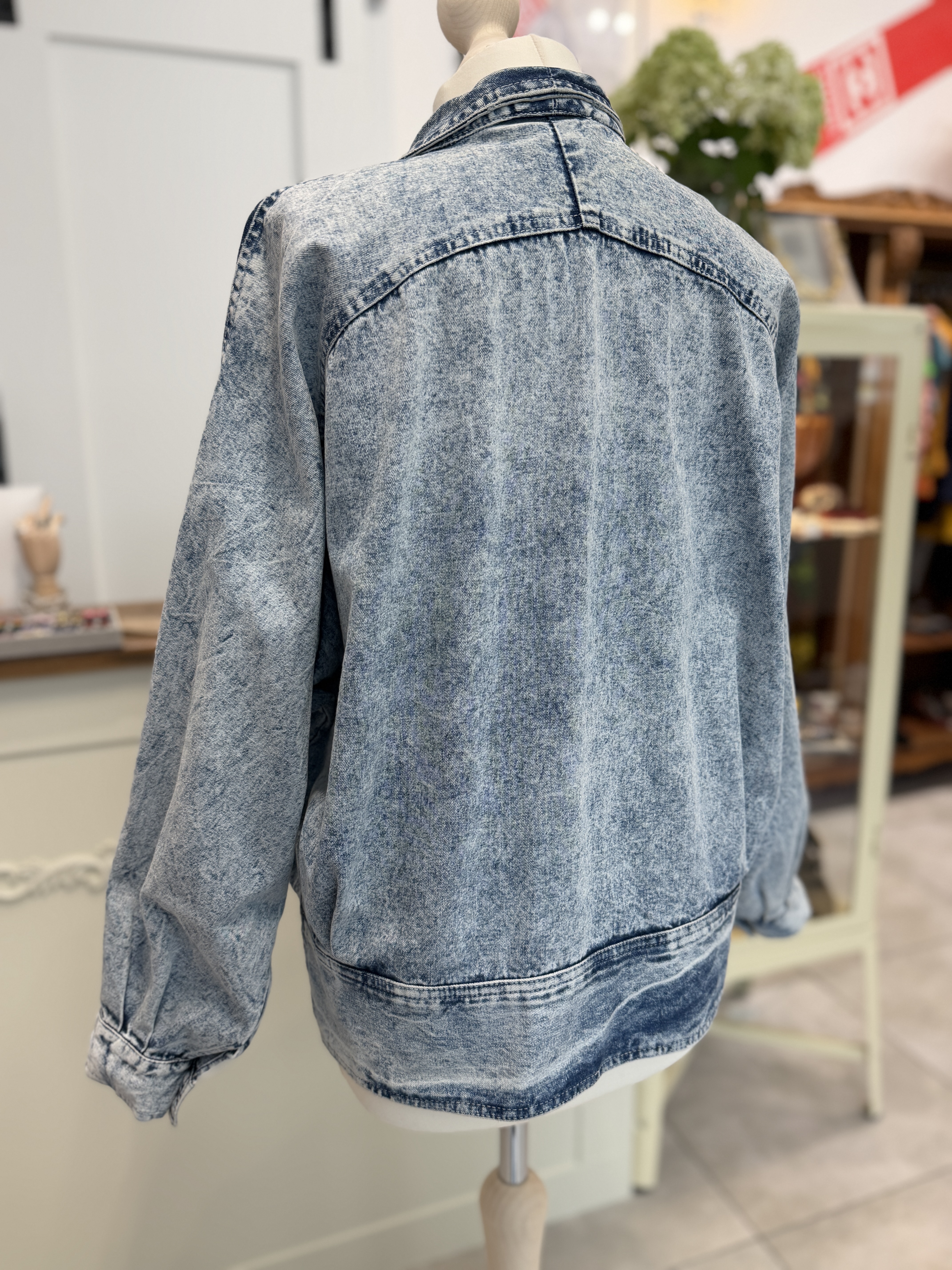 Włoska kurtka jeansowa vintage Ambrosio Made in Italy oversize acid wash M-XXL (10)