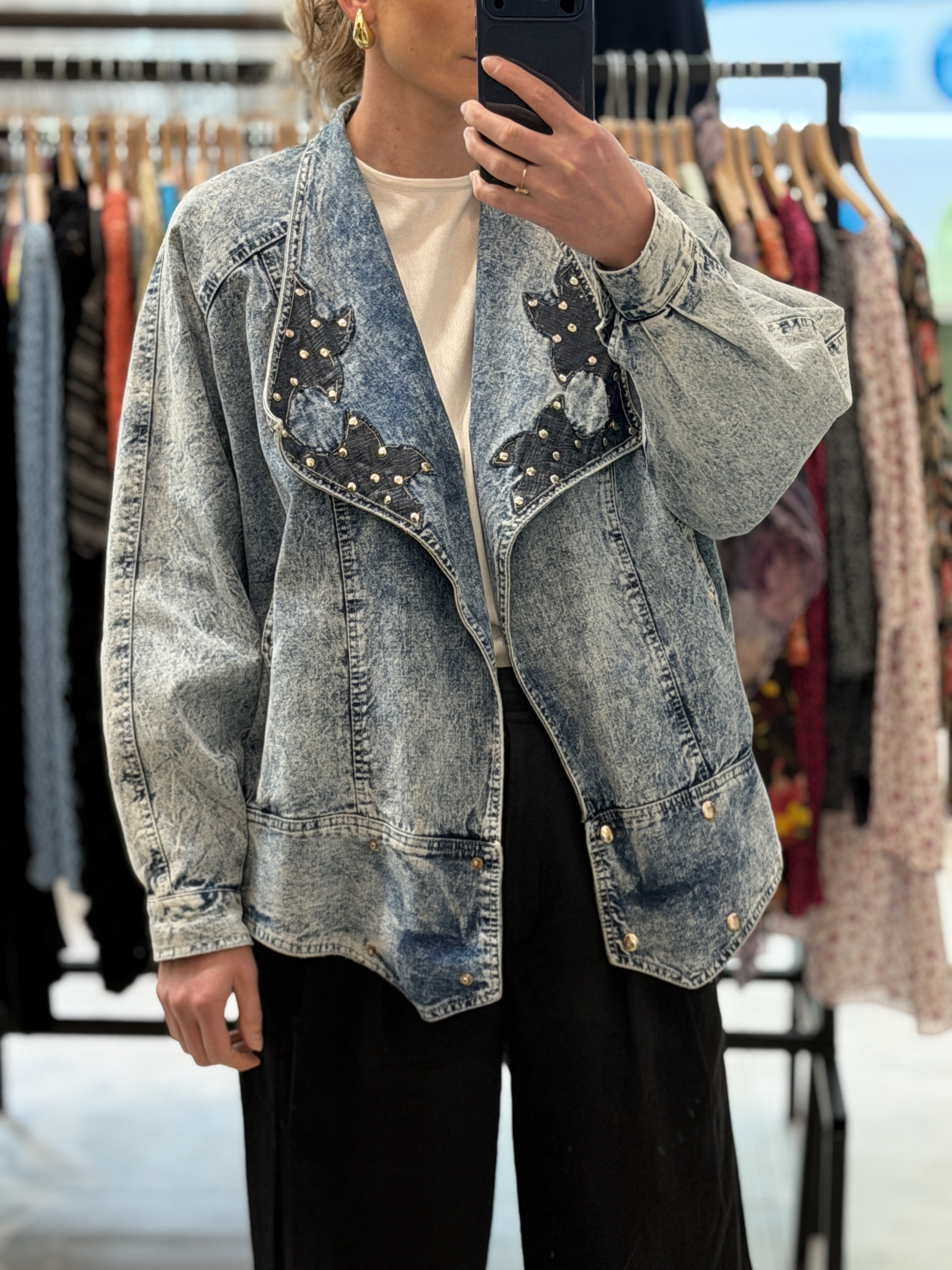 Włoska kurtka jeansowa vintage Ambrosio Made in Italy oversize acid wash M-XXL (11)