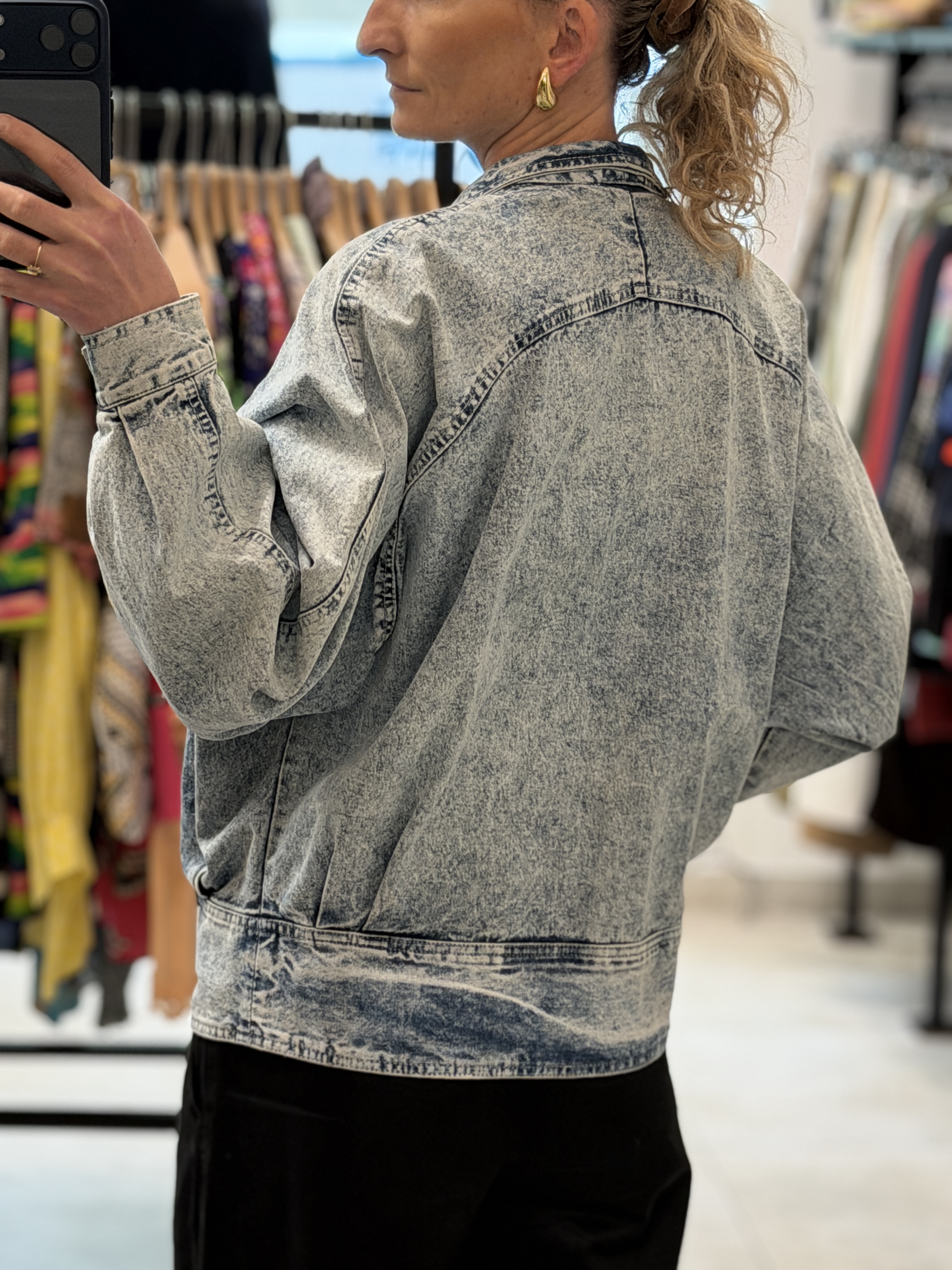 Włoska kurtka jeansowa vintage Ambrosio Made in Italy oversize acid wash M-XXL (12)