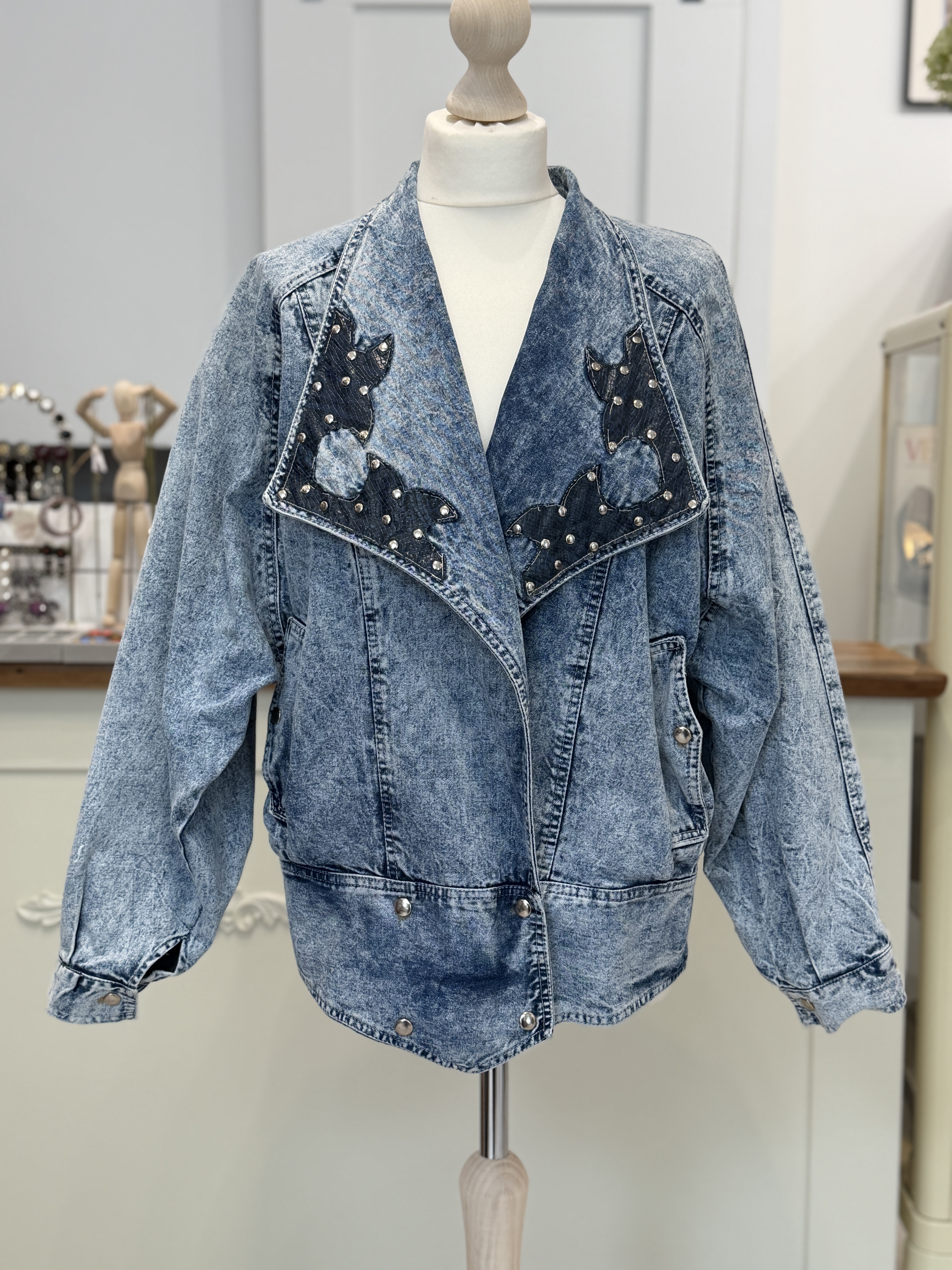 Włoska kurtka jeansowa vintage Ambrosio Made in Italy oversize acid wash M-XXL (2)