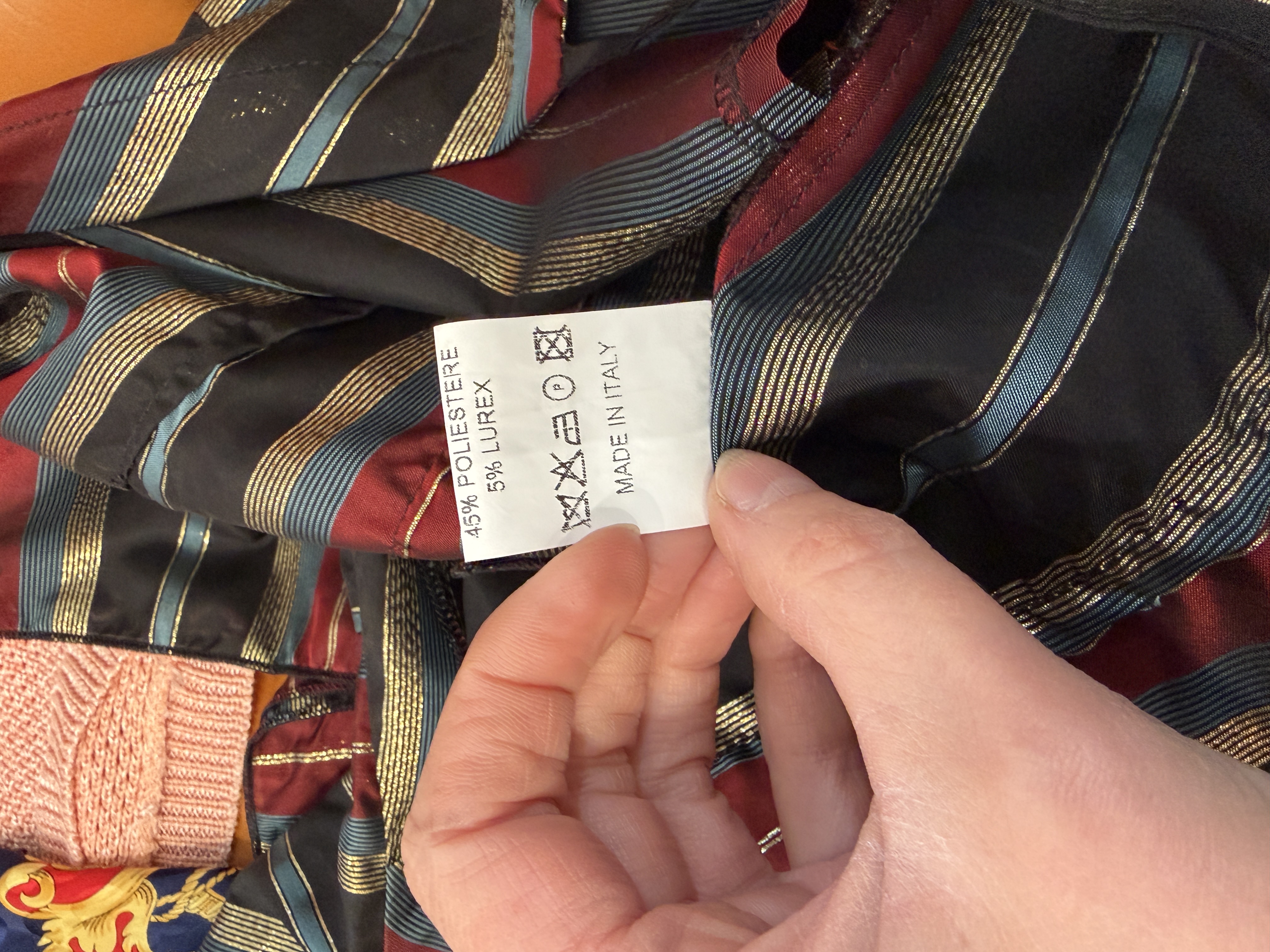 Włoska bluzka kopertowa vintage L paski lurex Made in Italy Paola Tonini (8)