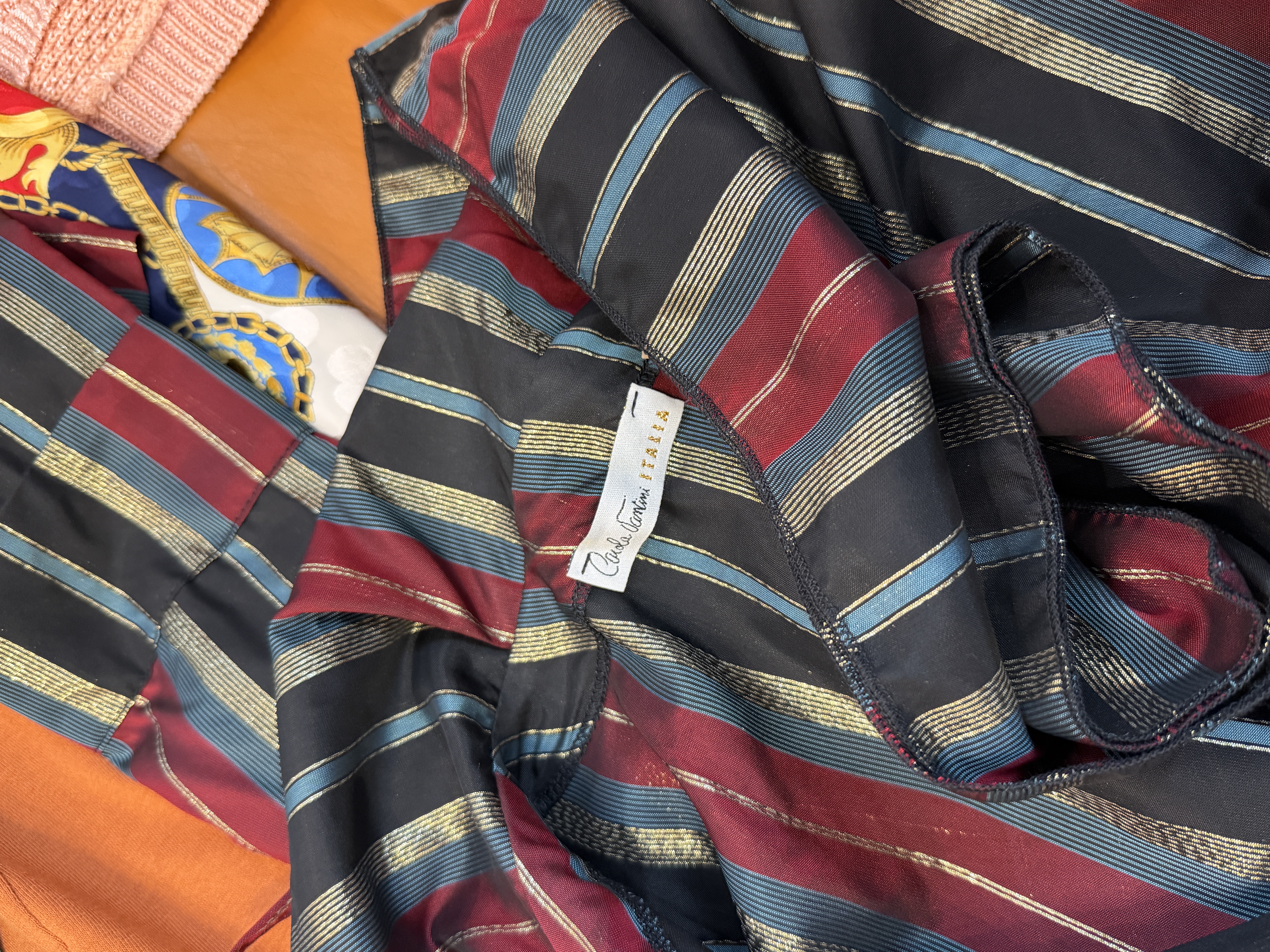 Włoska bluzka kopertowa vintage L paski lurex Made in Italy Paola Tonini (10)