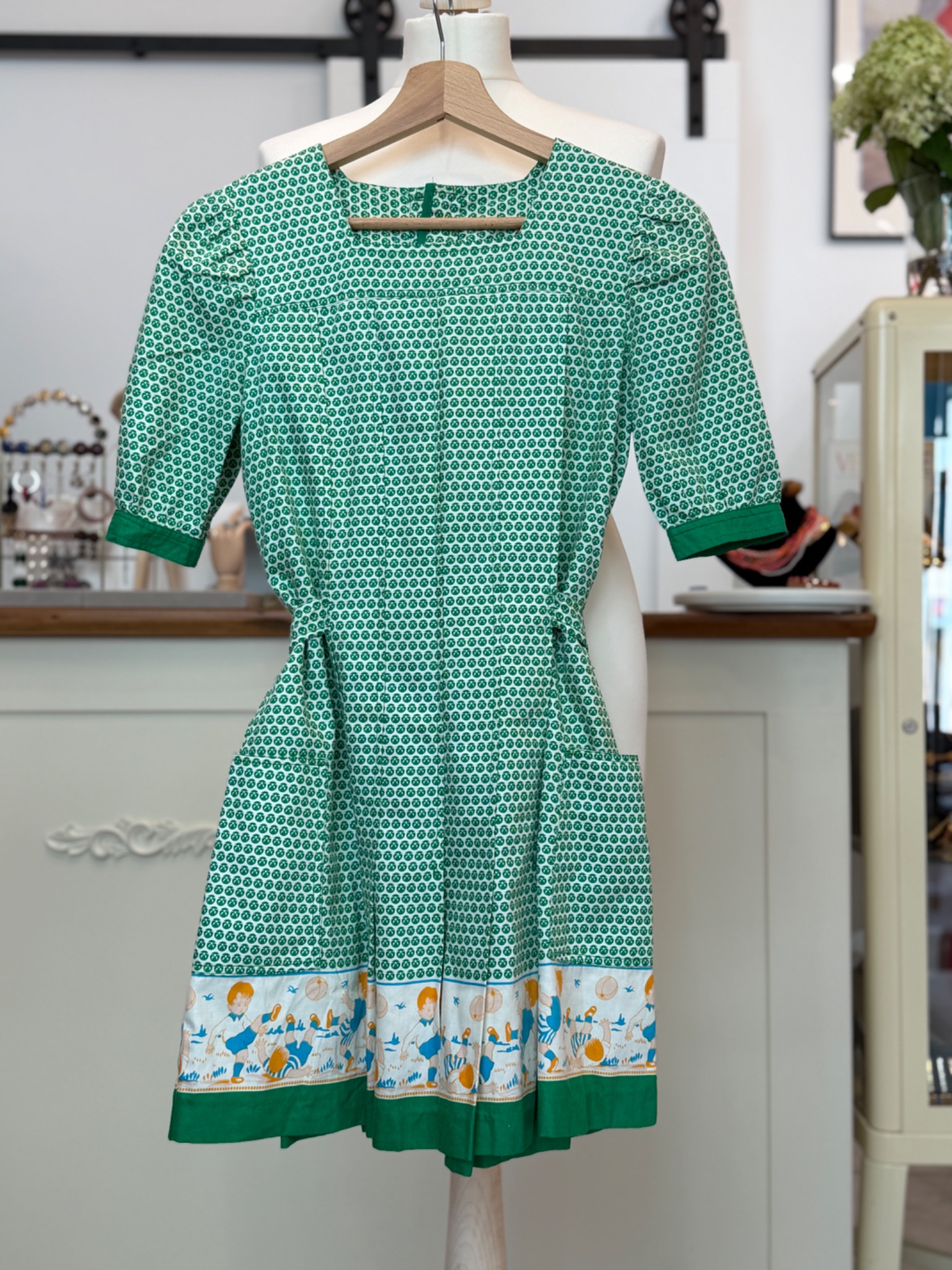 Francuska sukienka vintage Cacharel Paris lata 80 bawełniana taliowana Made in France XS S 