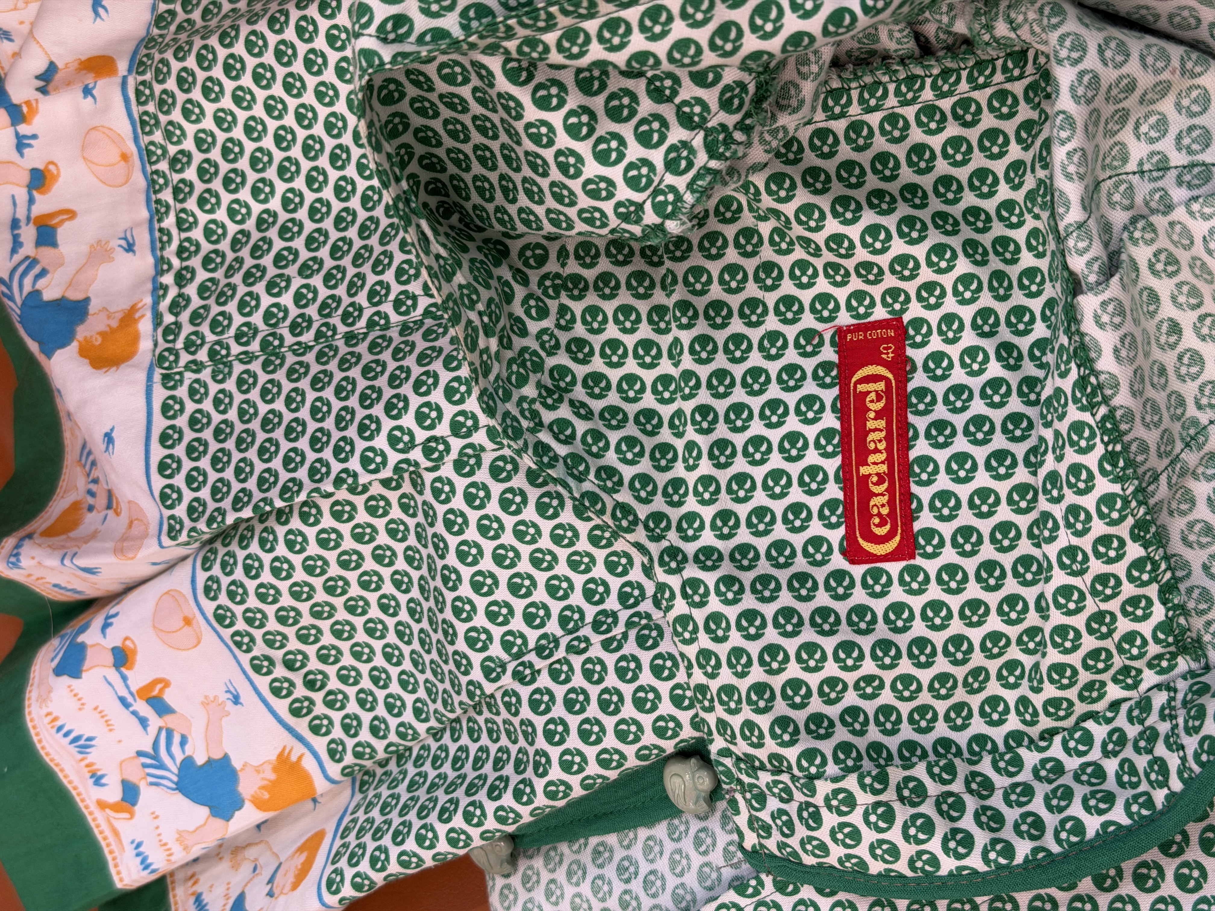 Francuska sukienka vintage Cacharel Paris lata 80 bawełniana taliowana Made in France XS S  (11)