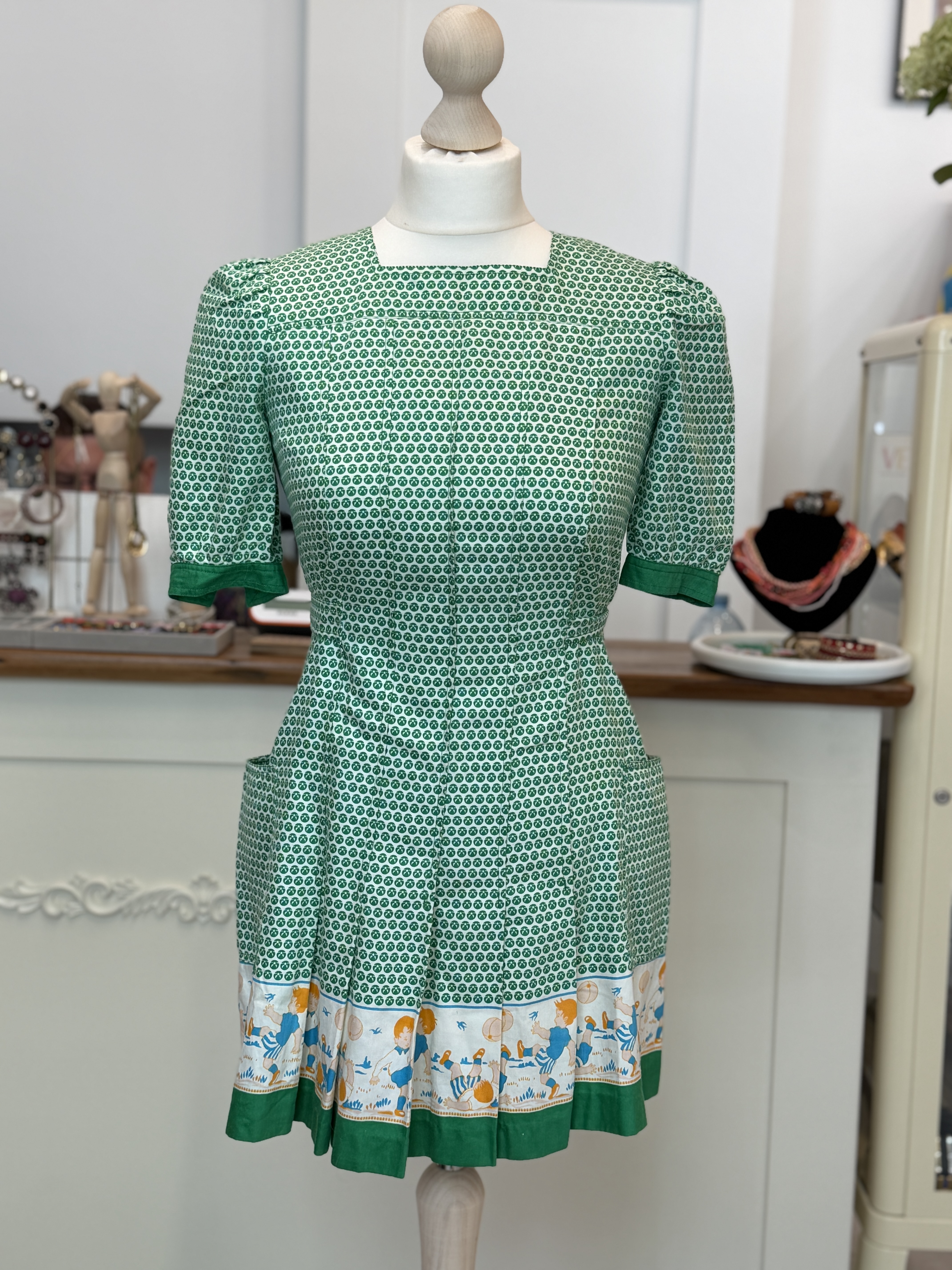 Francuska sukienka vintage Cacharel Paris lata 80 bawełniana taliowana Made in France XS S  (5)