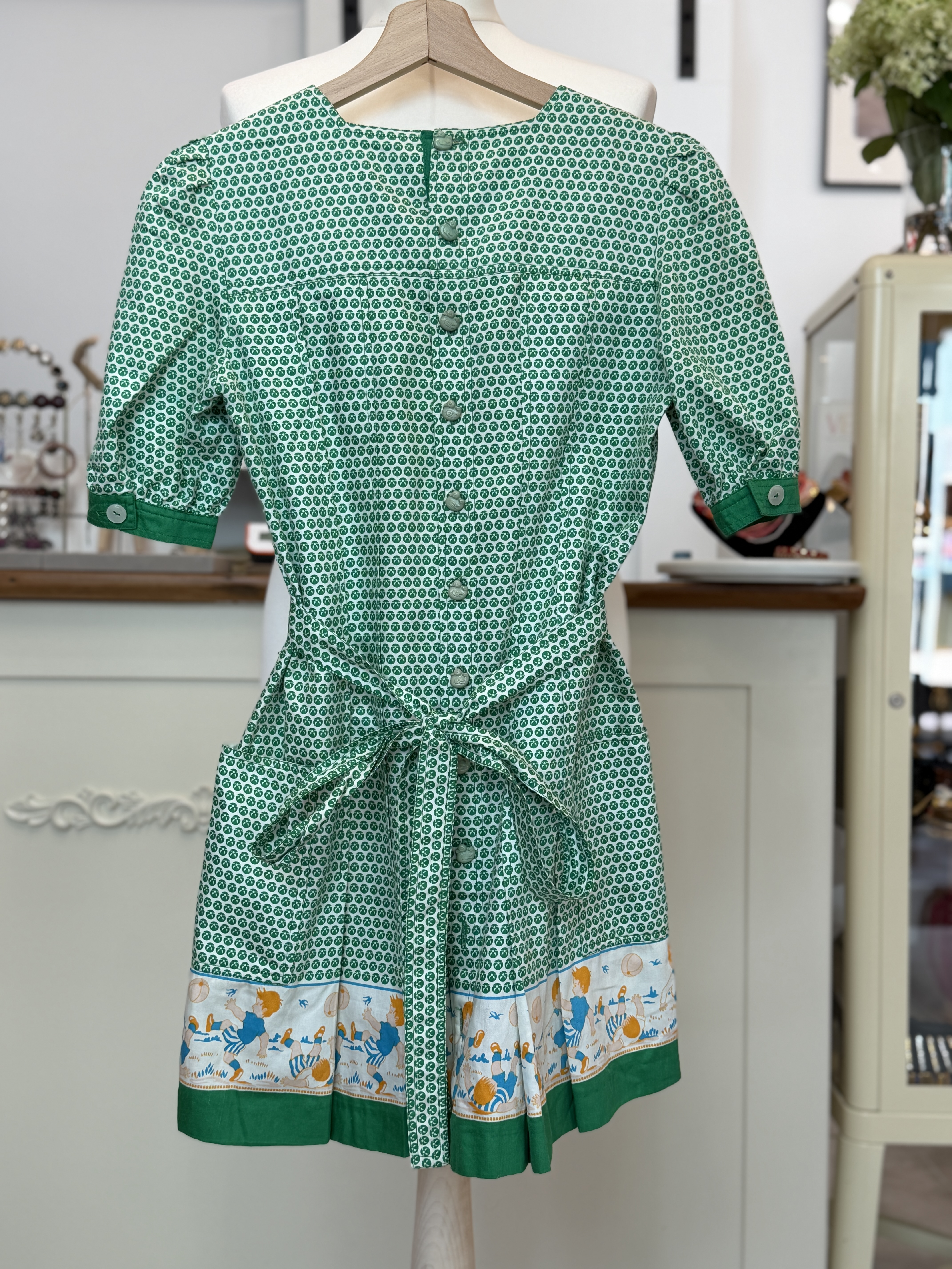 Francuska sukienka vintage Cacharel Paris lata 80 bawełniana taliowana Made in France XS S  (7)