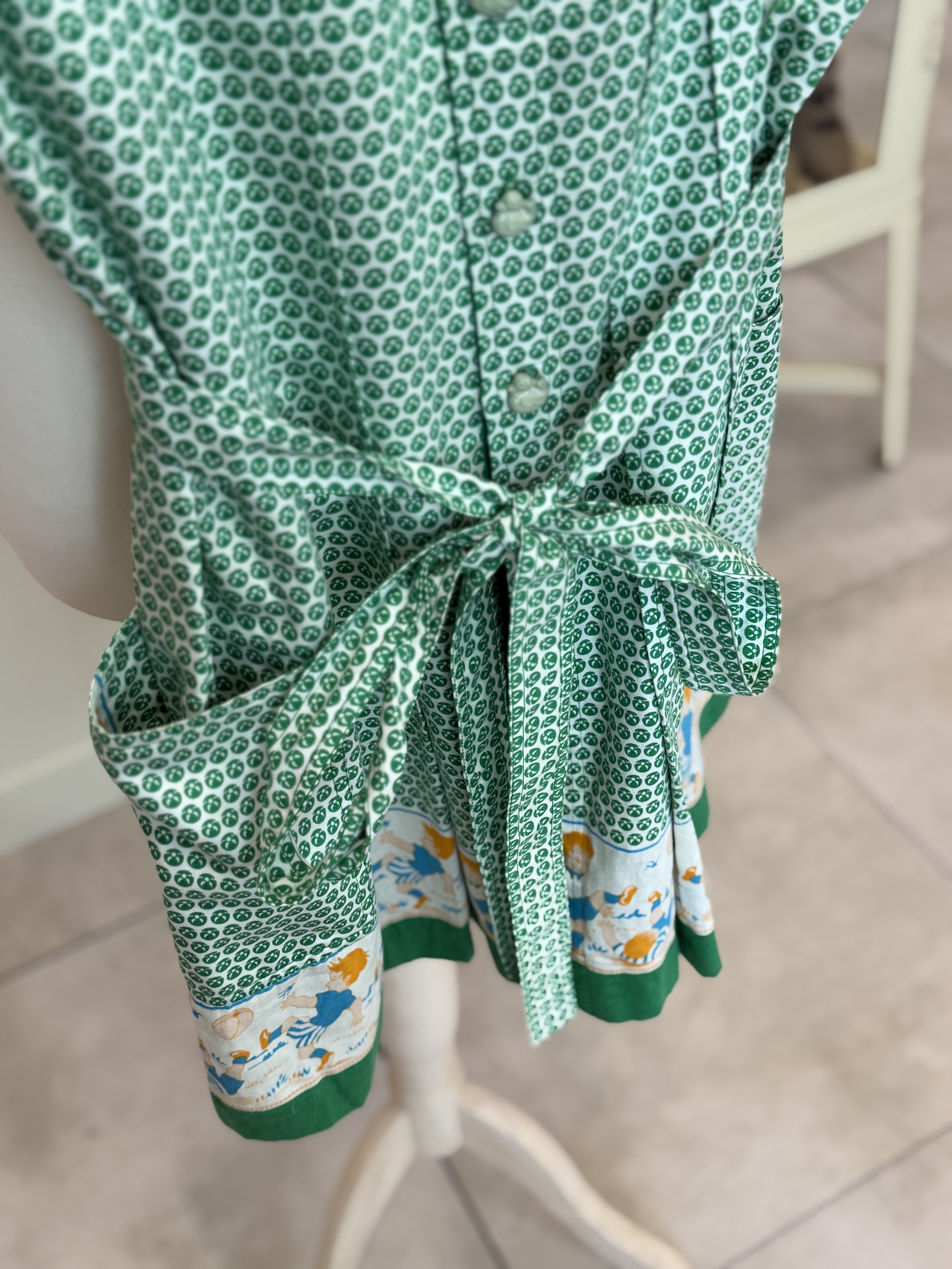 Francuska sukienka vintage Cacharel Paris lata 80 bawełniana taliowana Made in France XS S  (10)