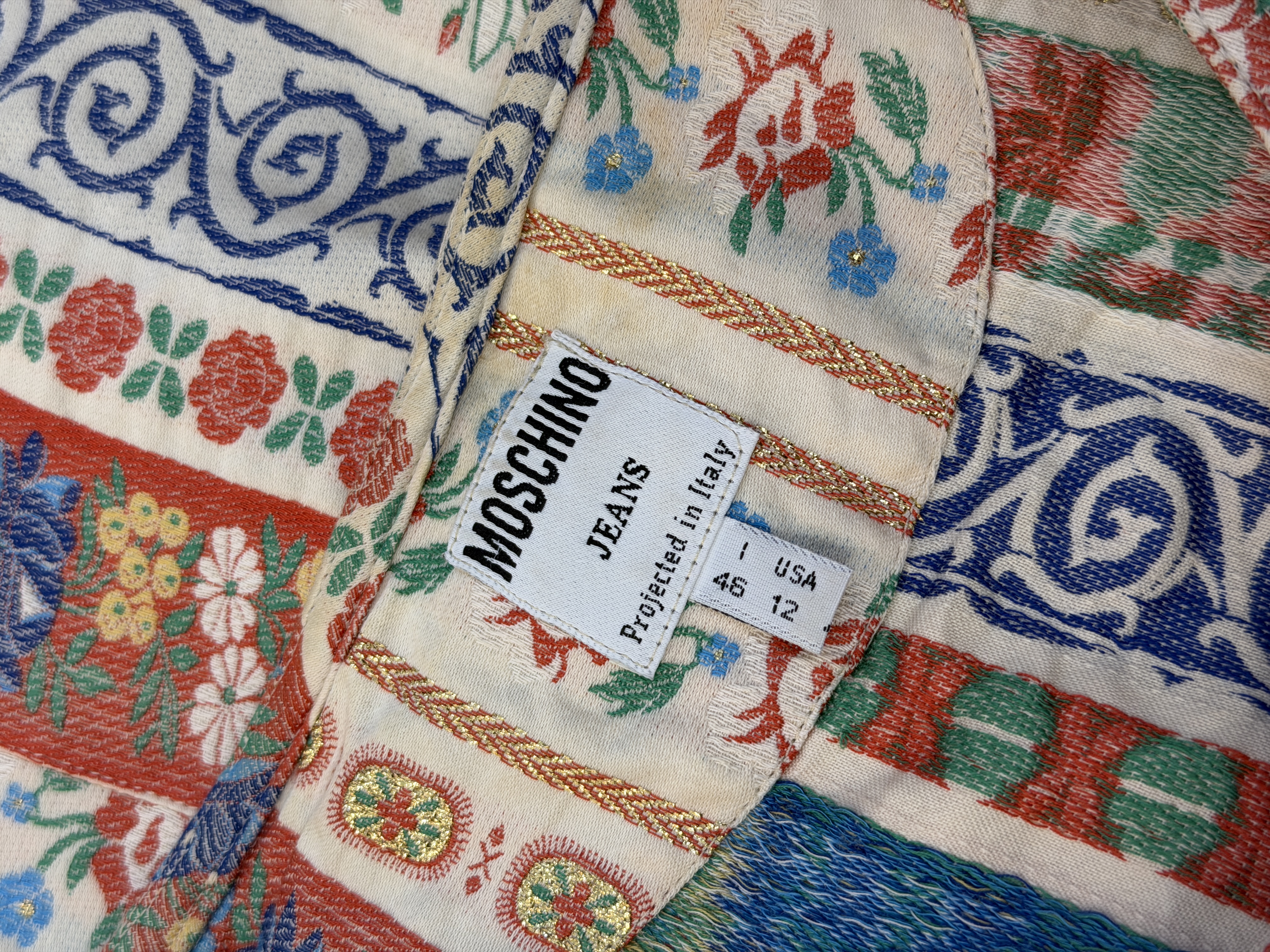 Moschino Jeans bluzka vintage żakardowa Made in Italy lata 90 folk print XS (2)
