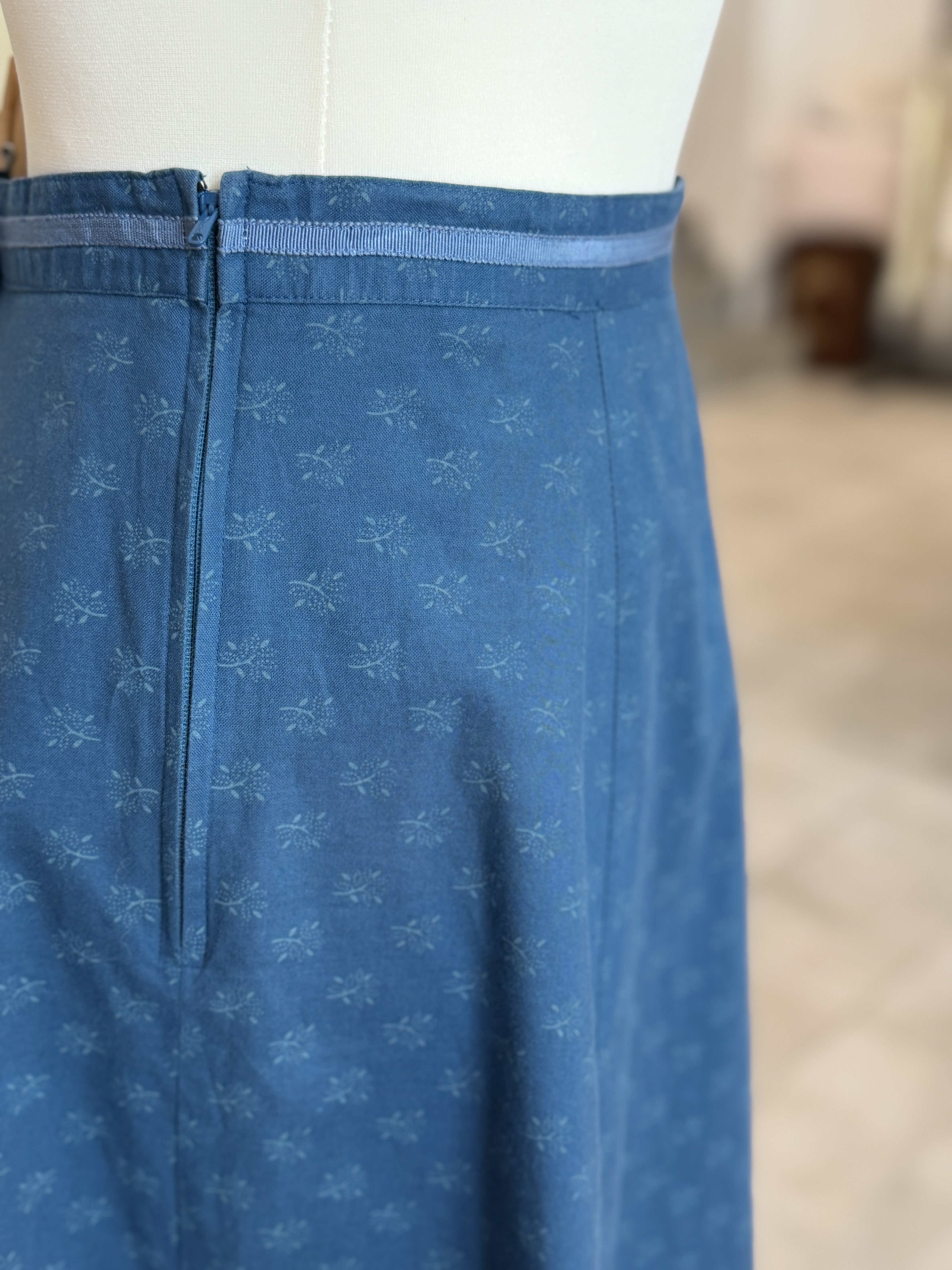 Bawełniana spódnica vintage midi 100% bawełna granatowa L/XL klasyczna rozkloszowana (2)